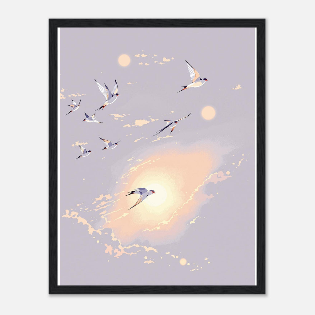 Swift Summer Evening Sky Framed Art Print — detail view | Wild Thread Co