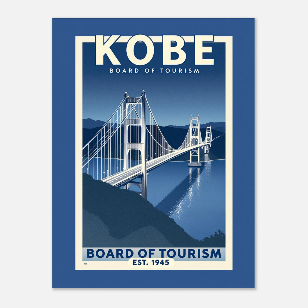 Kobe Vintage Travel Poster Art Print — detail view | Wild Thread Co