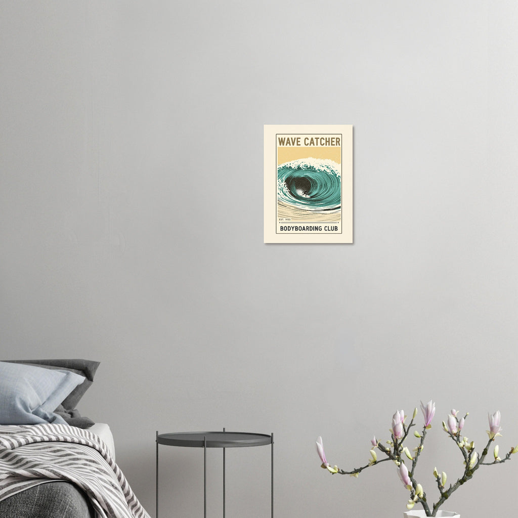 Wave Catcher Vintage Travel Poster Art Print — detail view | Wild Thread Co