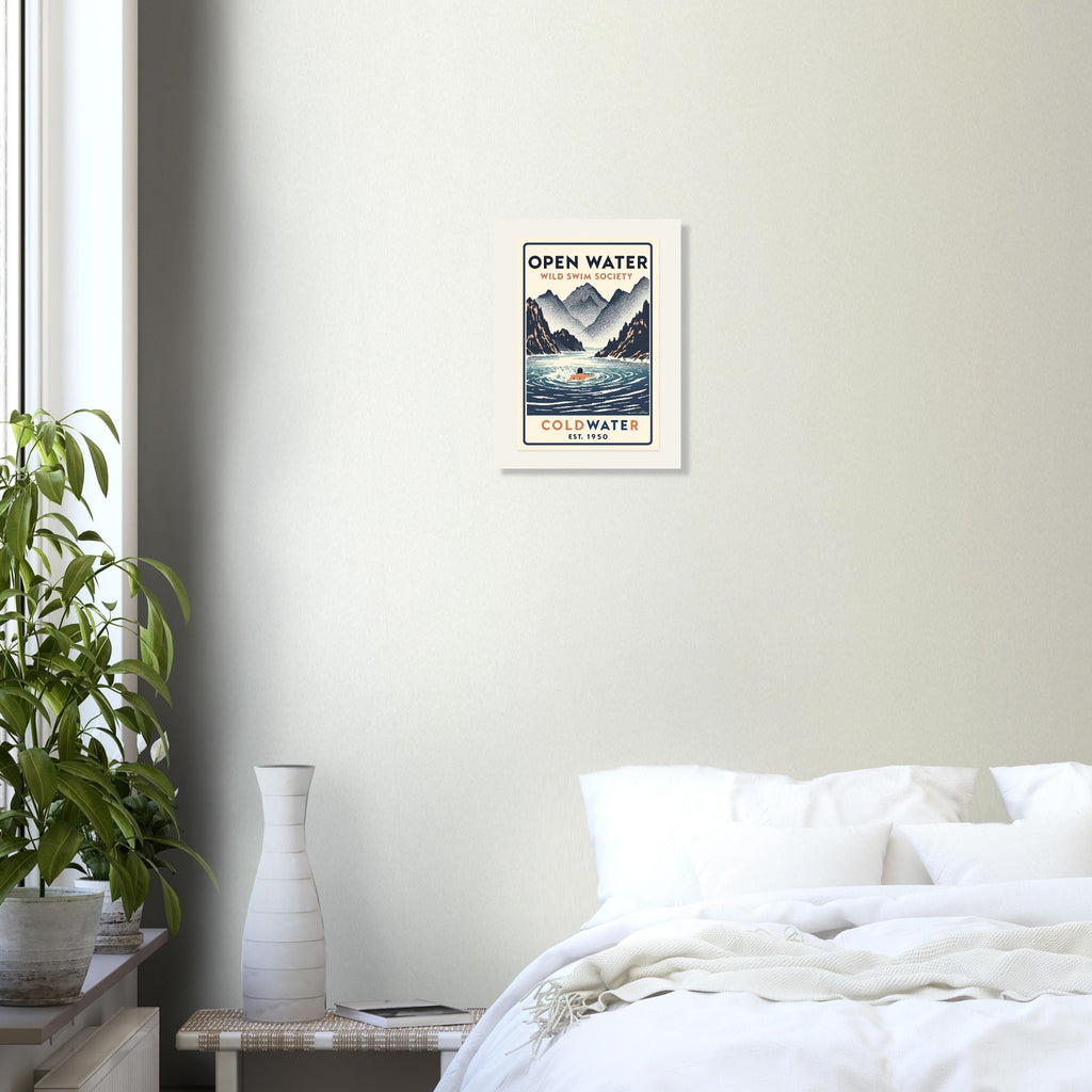 Open Water Vintage Travel Poster Art Print — detail view | Wild Thread Co