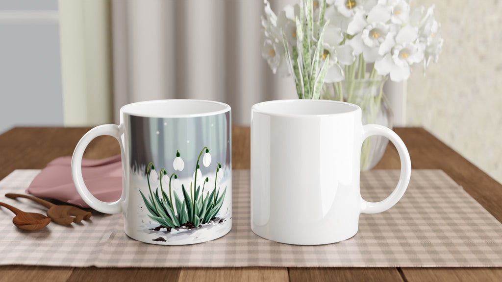 Snowdrop February First Flowers Mug — detail view | Wild Thread Co