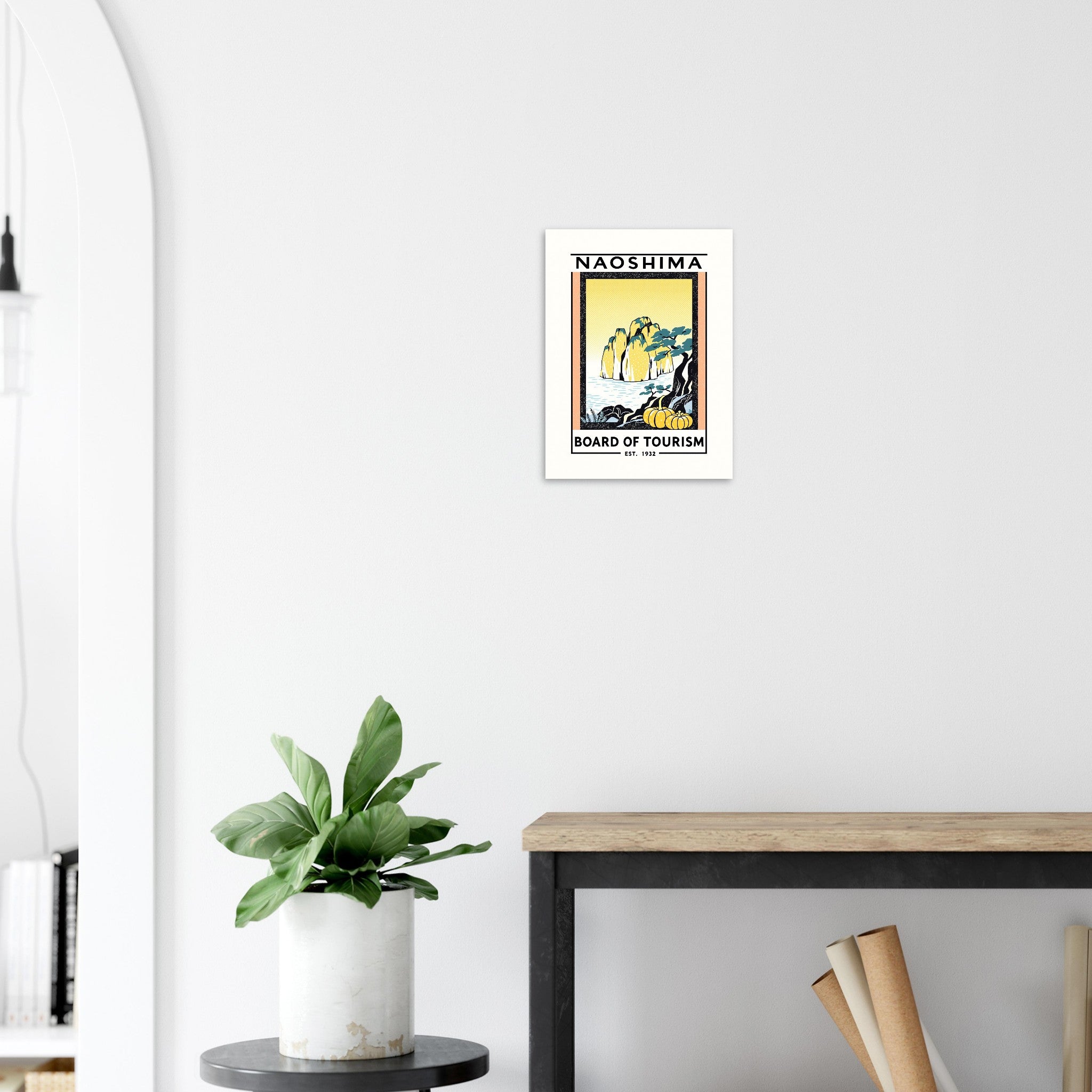 Naoshima Vintage Travel Poster Art Print — detail view | Wild Thread Co