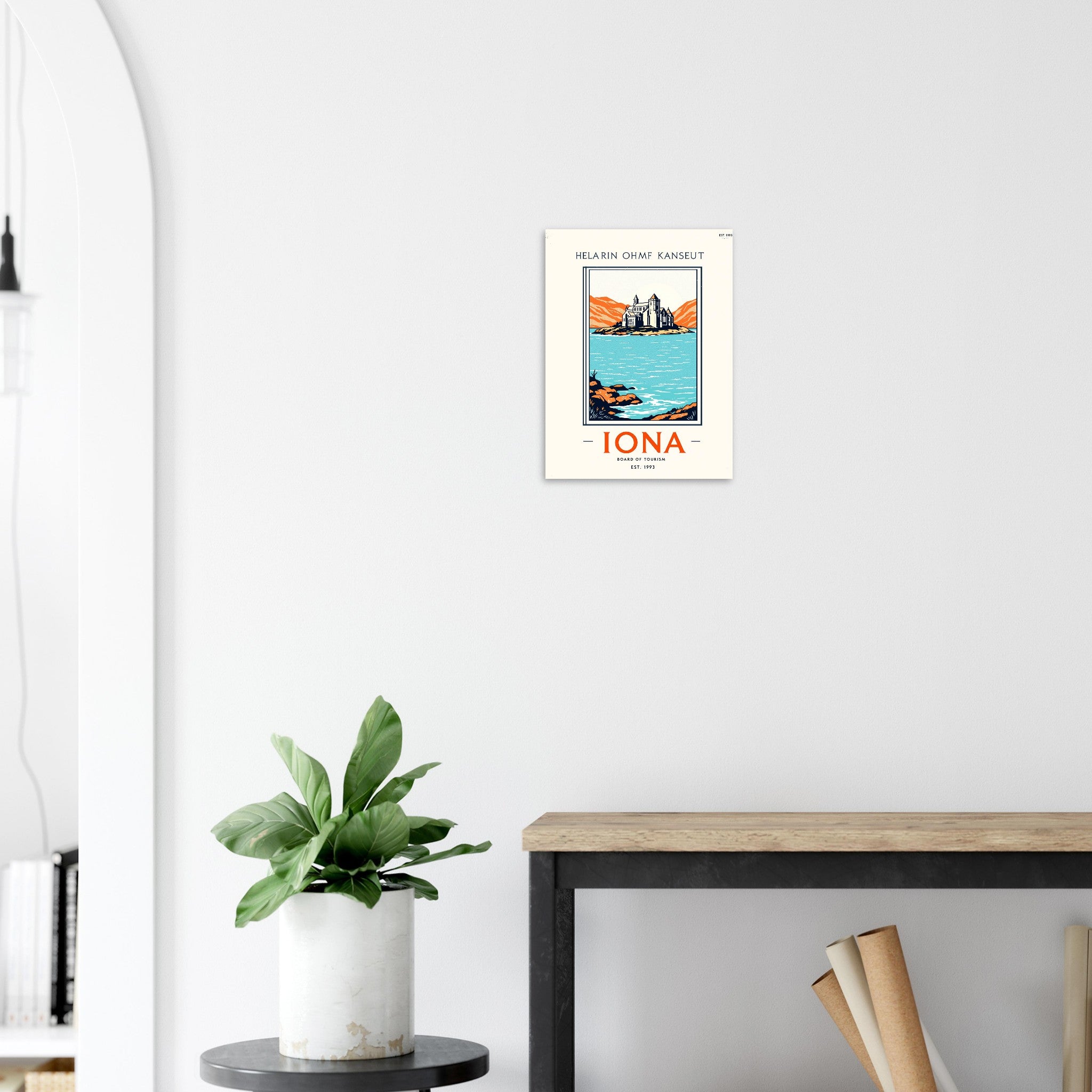 Iona Vintage Travel Poster Art Print — detail view | Wild Thread Co