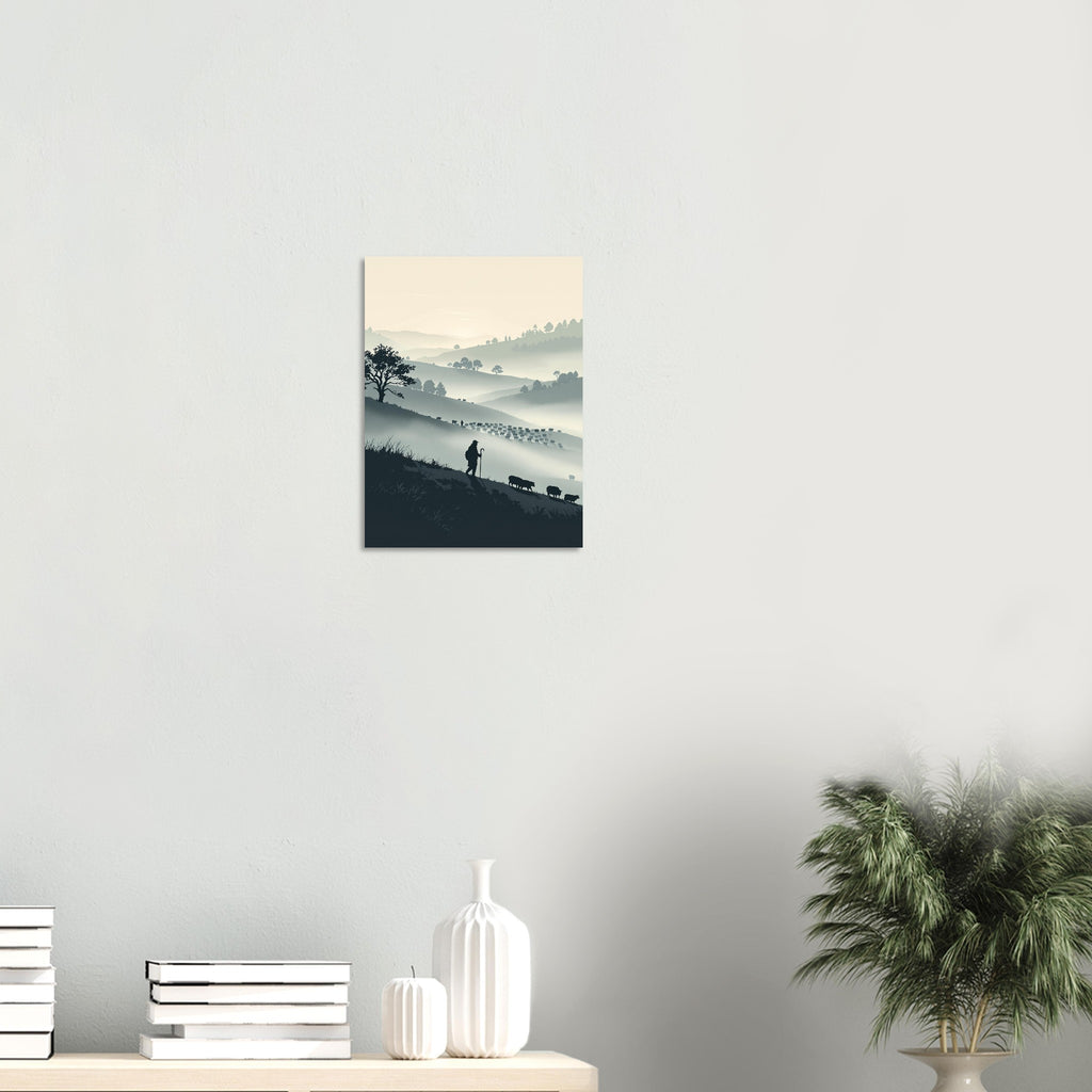 The Long Walk Home Shepherd Hillside Art Print Art Print — detail view | Wild Thread Co