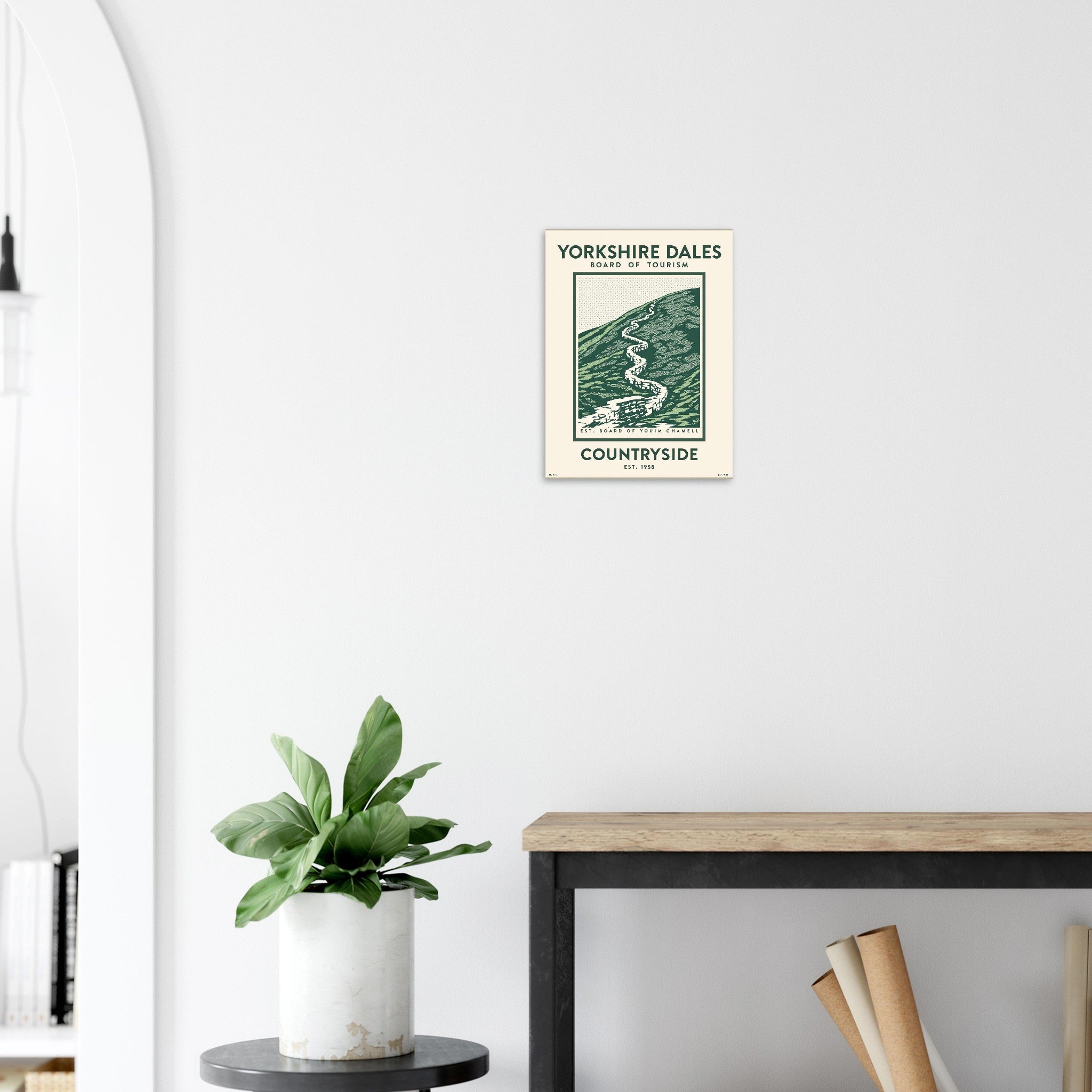 Yorkshire Dales Vintage Travel Poster Art Print — detail view | Wild Thread Co