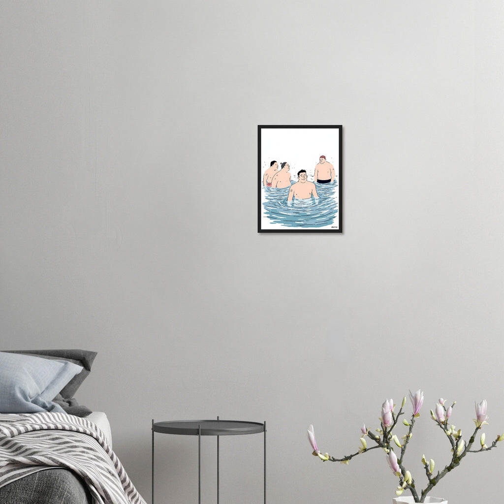 Cold Water Swim Group January Framed Print Wall Art Ready to Hang UK UK Gift Framed Art Print — detail view | Wild Thread Co