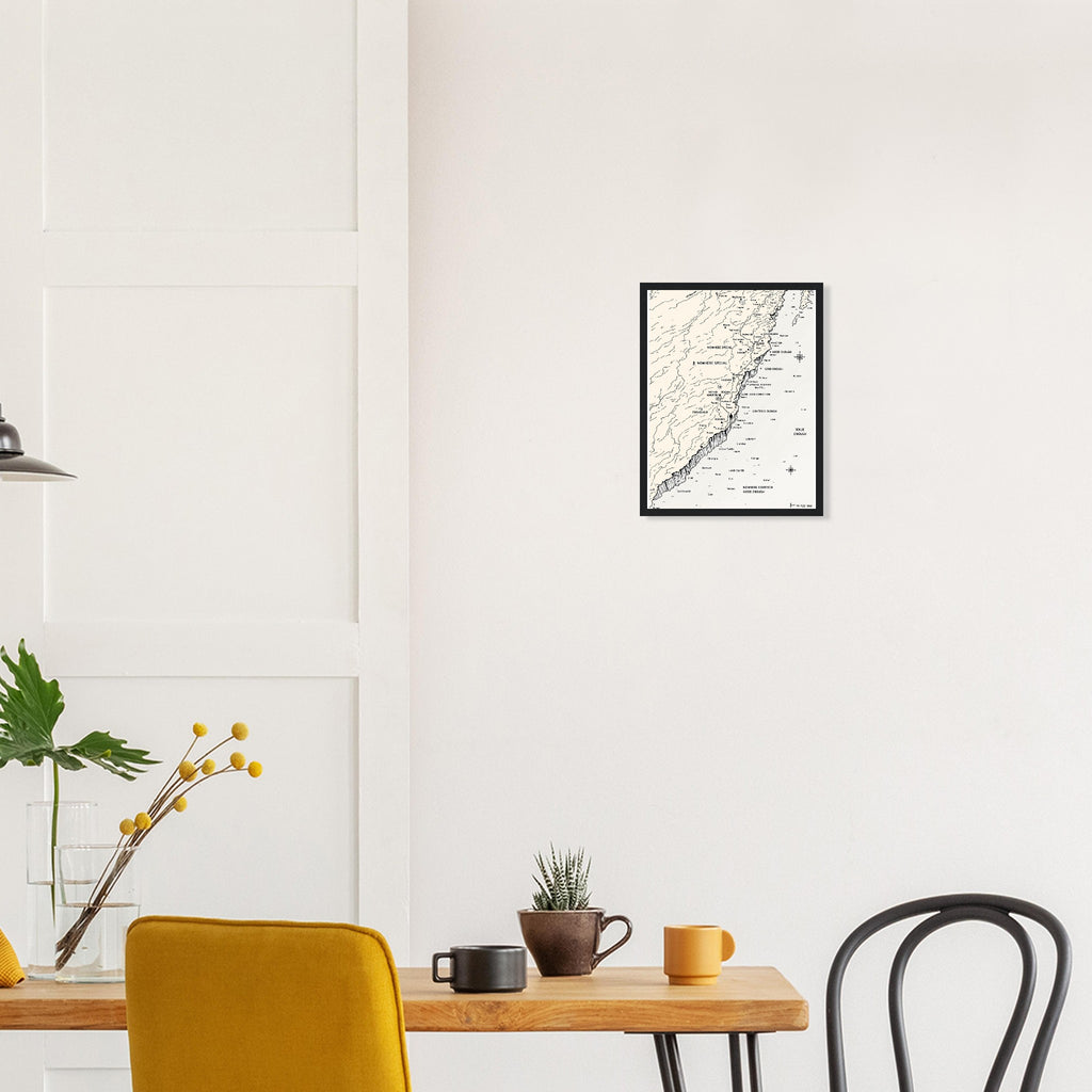 Gorpcore Coastal Walking Framed Print Wall Art Ready to Hang UK Framed Art Print — detail view | Wild Thread Co