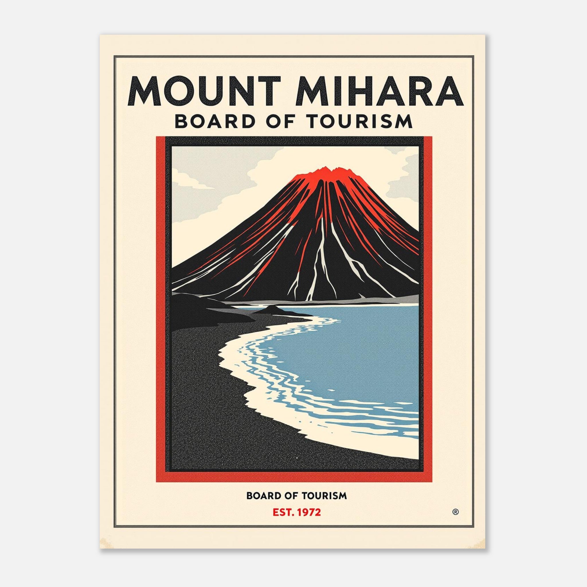 Mount Mihara Vintage Travel Poster Art Print — detail view | Wild Thread Co