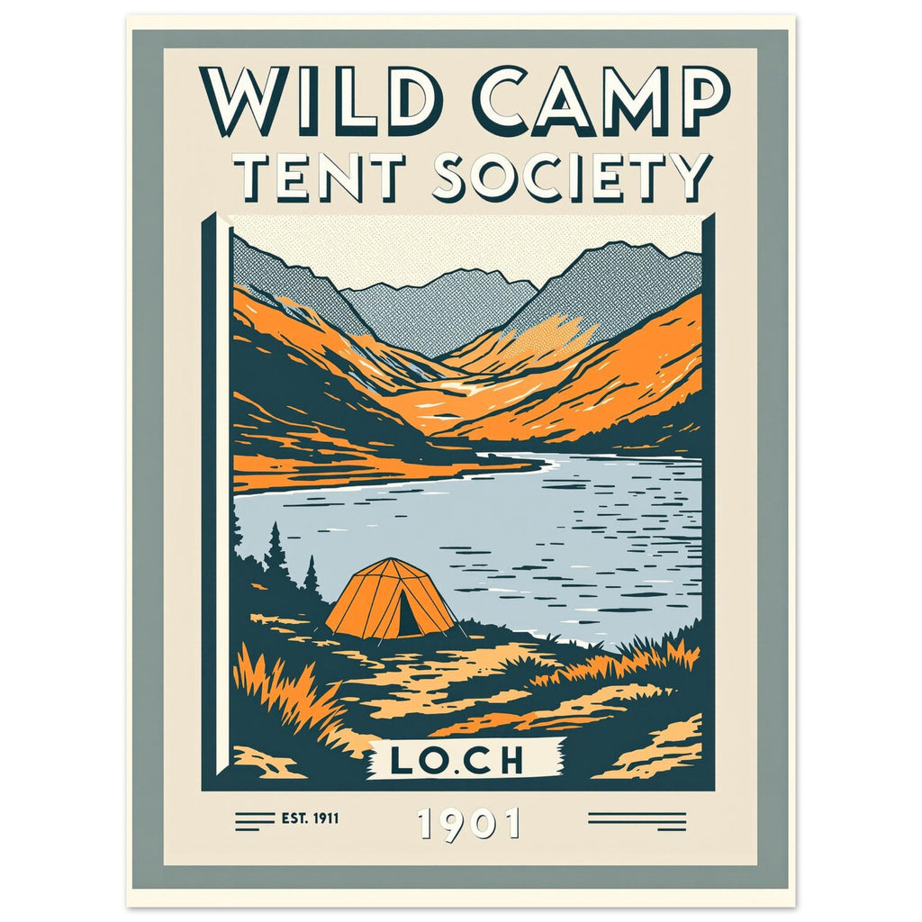 Wild Camp Vintage Travel Poster Art Print — detail view | Wild Thread Co