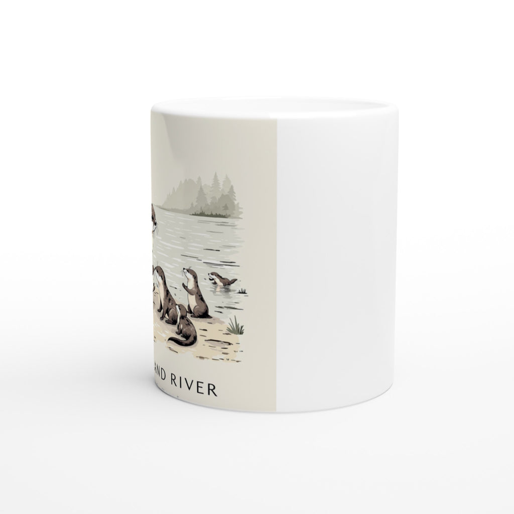 Otter Family Riverbank Pups Mug — detail view | Wild Thread Co