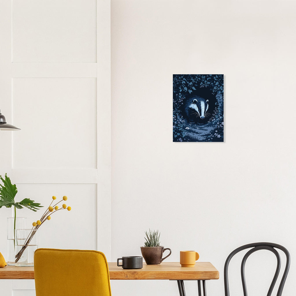 Badger Dusk Patrol British Wildlife Art A1 UK Art Print Art Print — detail view | Wild Thread Co