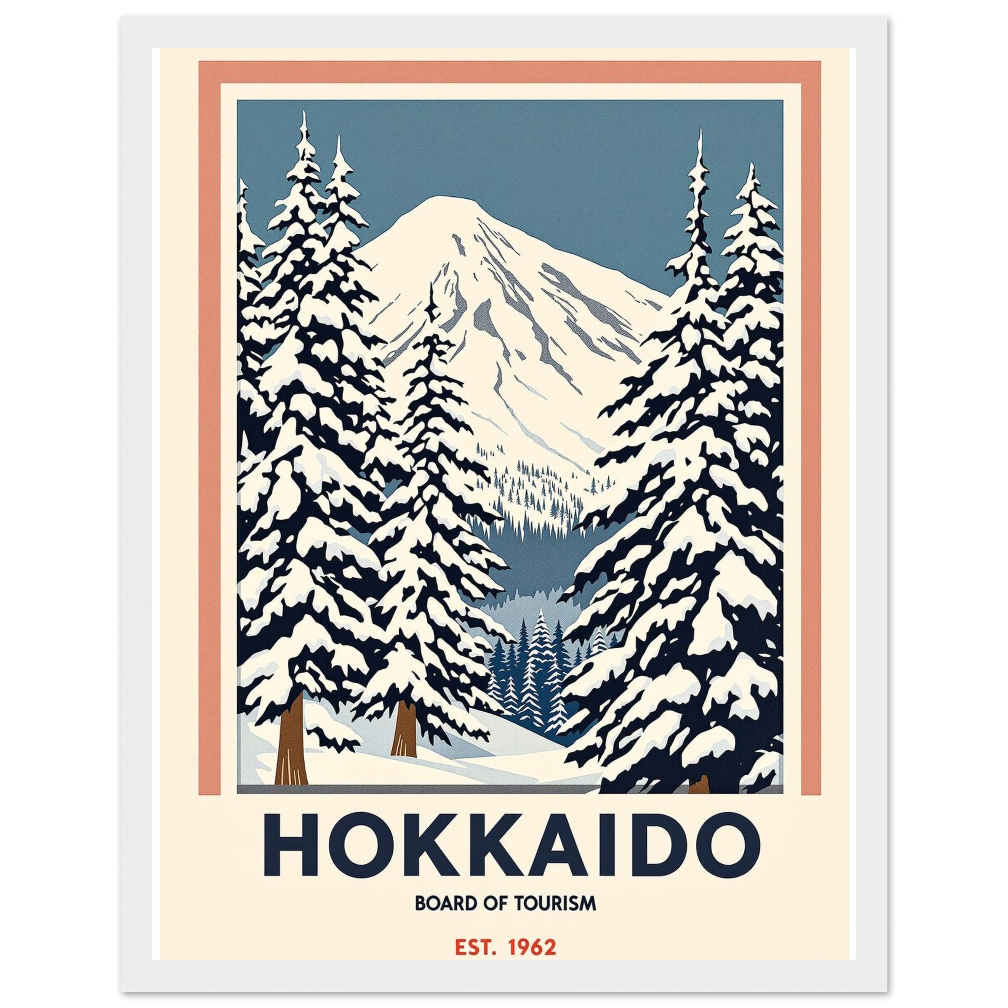Hokkaido Vintage Travel Poster Framed Art Print — detail view | Wild Thread Co