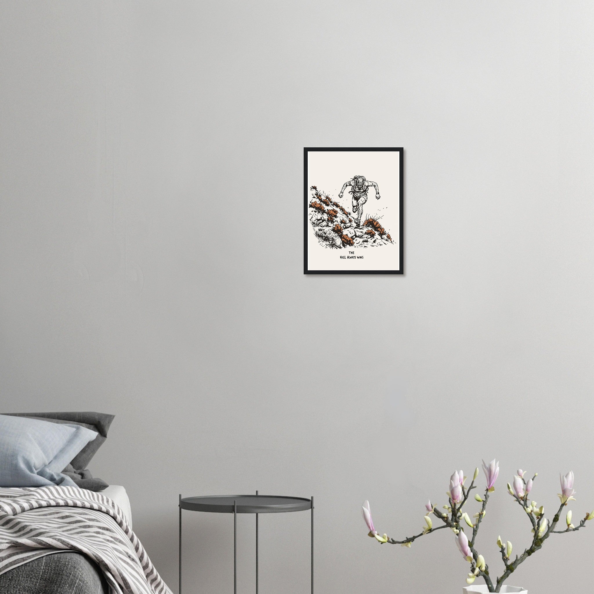 Trail Running Uphill Framed Print Wall Art Ready to Hang UK Framed Art Print — detail view | Wild Thread Co