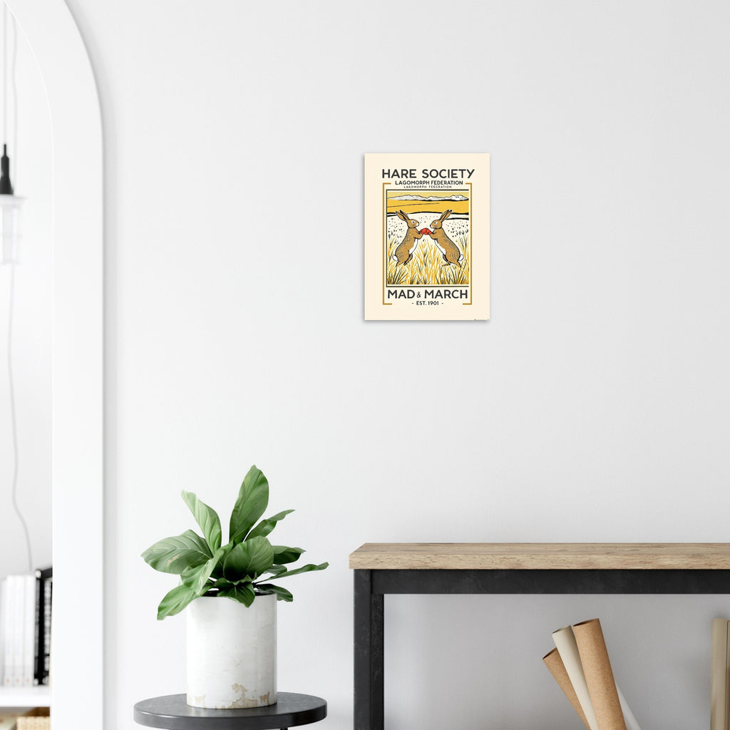 Hare Society Vintage Travel Poster Art Print — detail view | Wild Thread Co