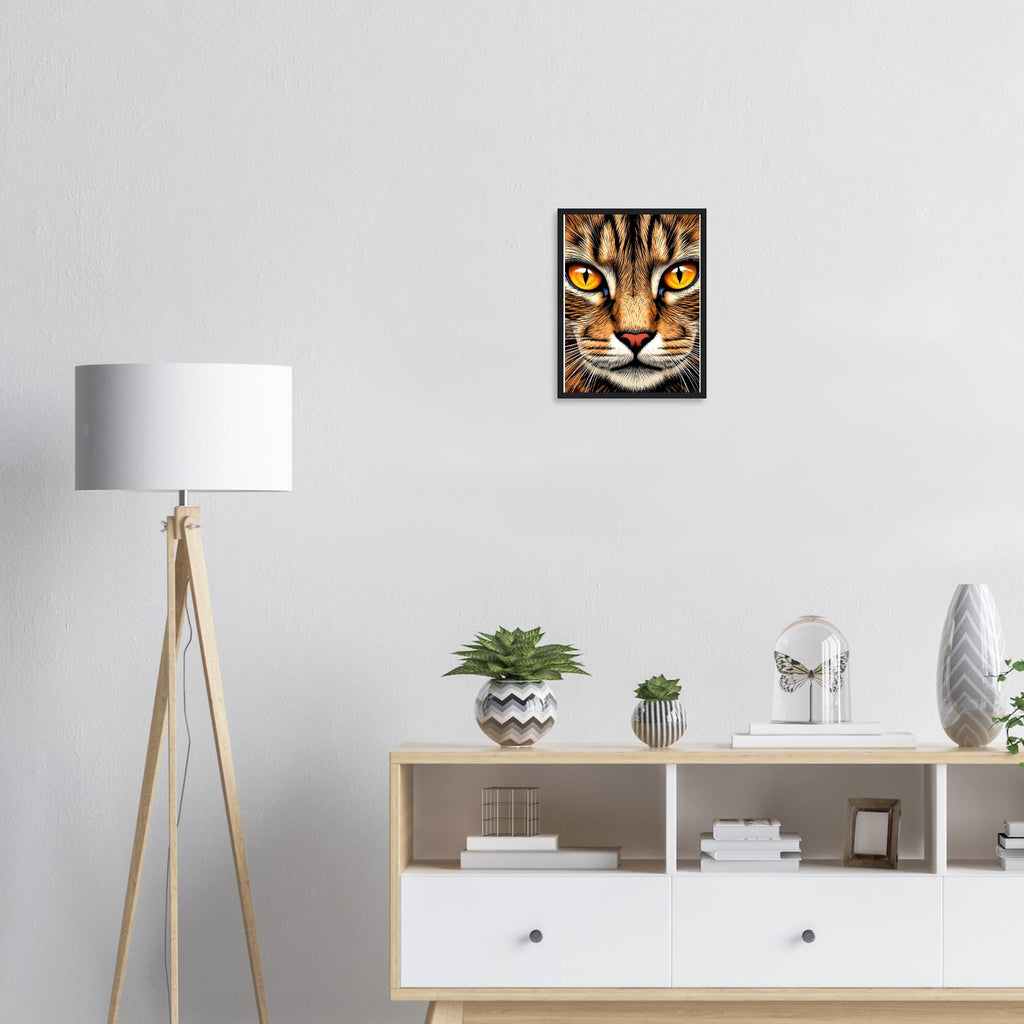 Tabby Cat Close Up Art Framed Print Wall Art Ready to Hang UK Framed Art Print — detail view | Wild Thread Co