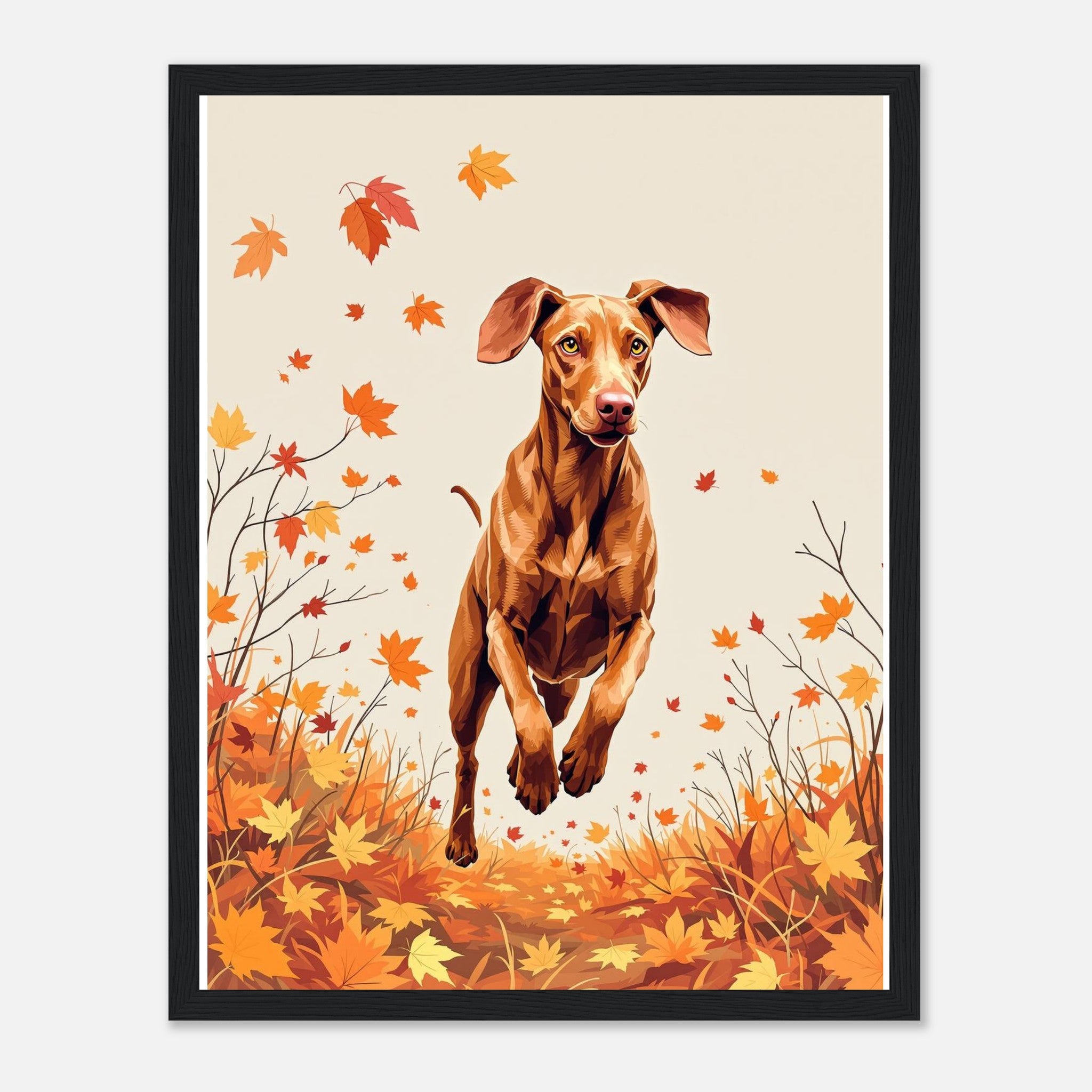 Vizsla Autumn Framed Art Print — detail view | Wild Thread Co