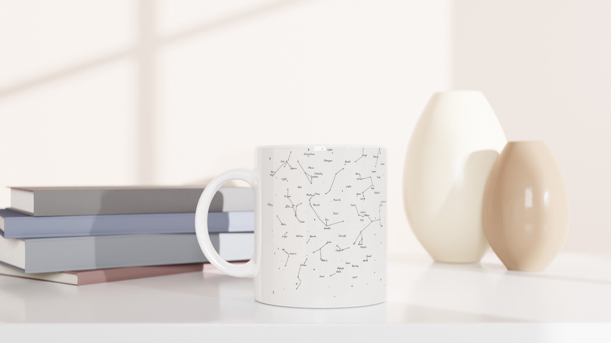 Winter Night Sky Star Chart Mug — detail view | Wild Thread Co