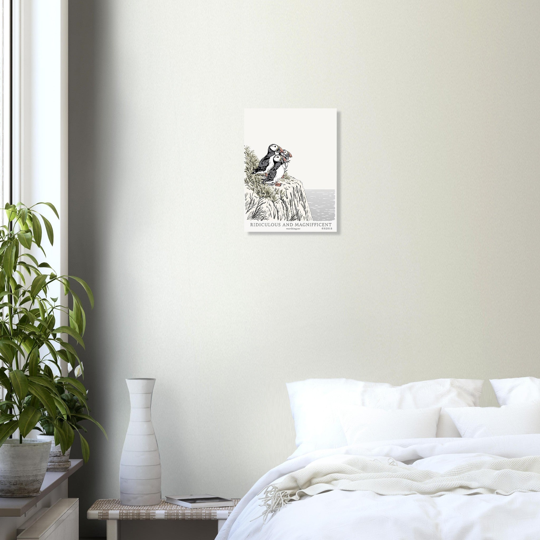 Puffin Colony A1 Art Print Art Print — detail view | Wild Thread Co
