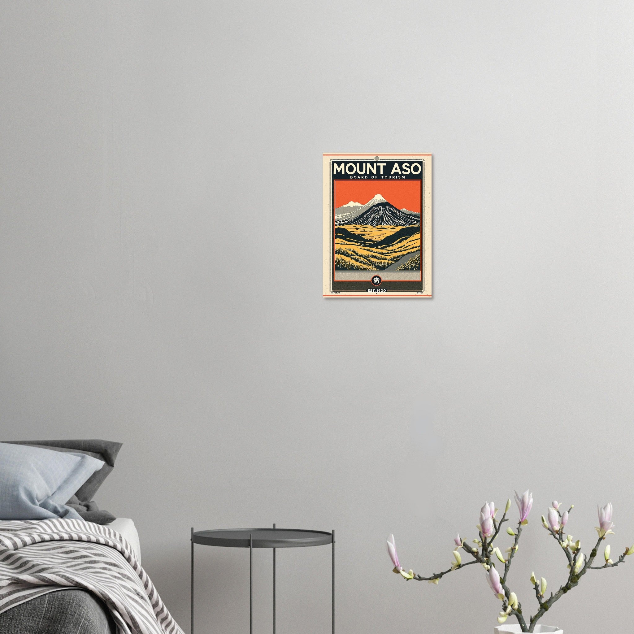 Mount Aso Vintage Travel Poster Art Print — detail view | Wild Thread Co