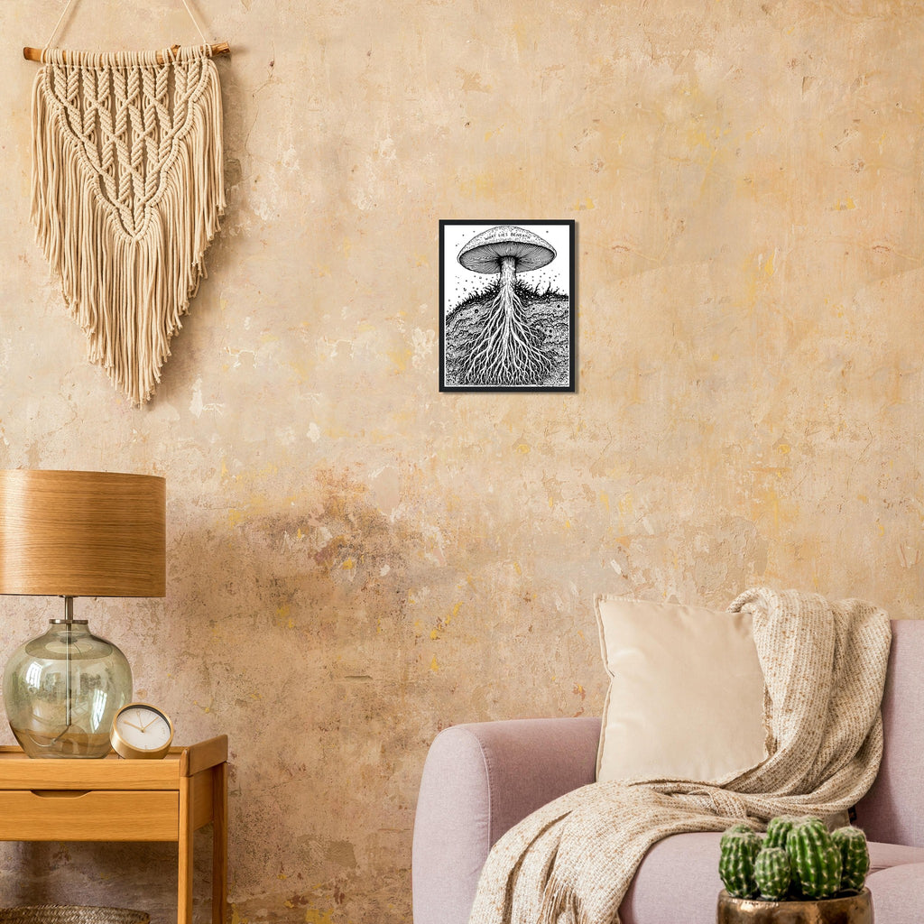 Dark Academia Mushroom Foraging Deep Framed Print Wall Art Ready to Framed Art Print — detail view | Wild Thread Co