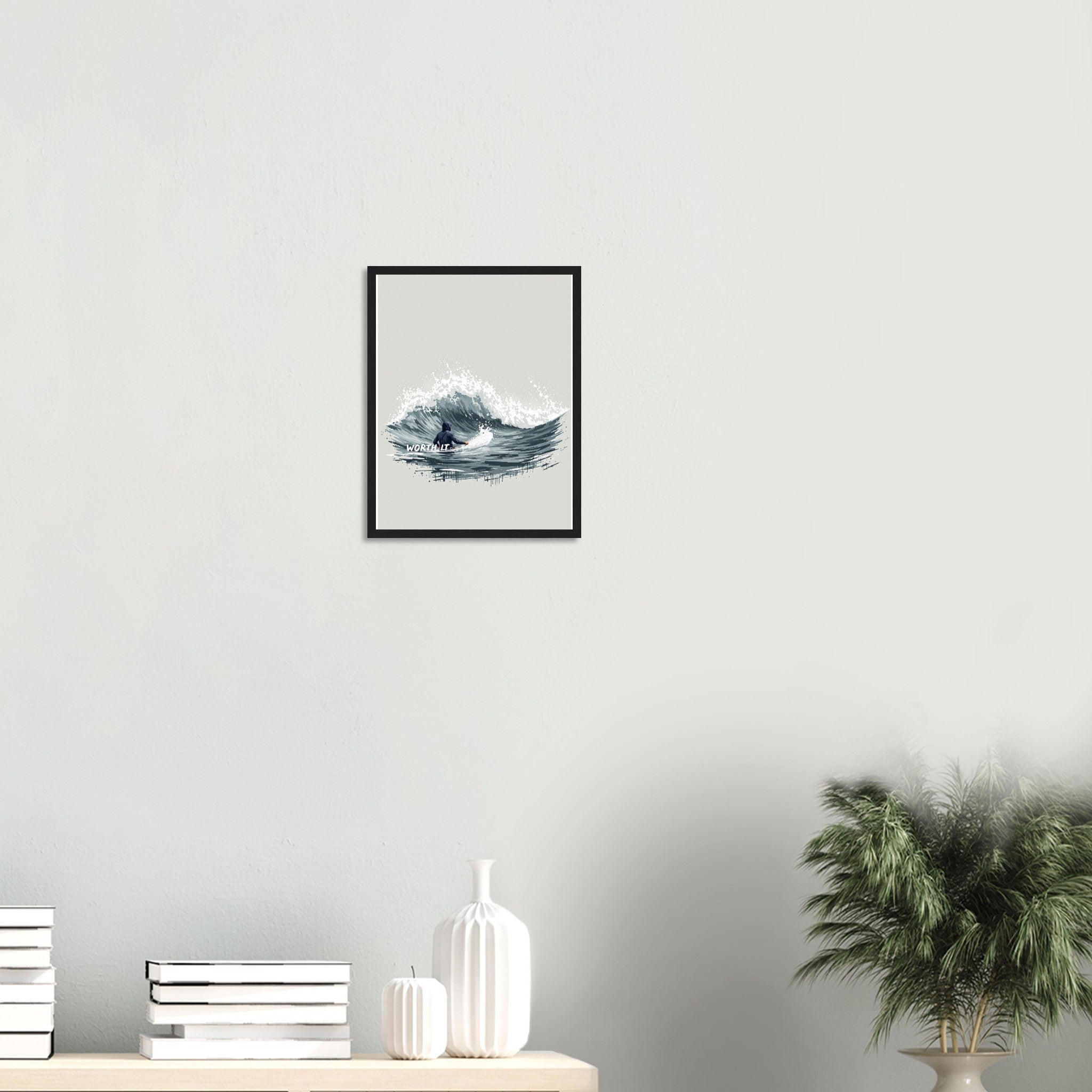 Cold Water Surfing Framed Print Wall Art Ready to Hang UK Framed Art Print — detail view | Wild Thread Co