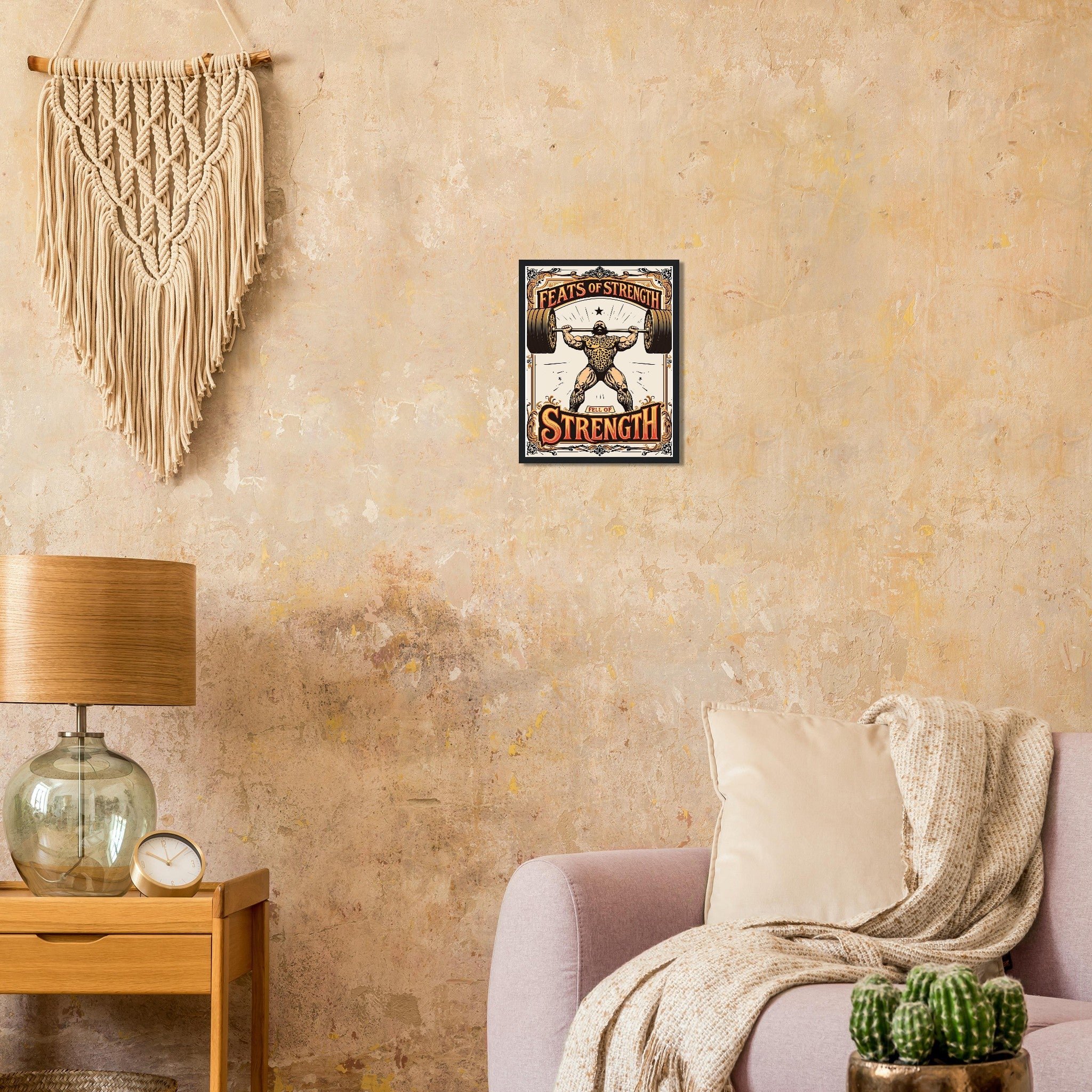 Retro Weightlifting Strongman Framed Art Print — detail view | Wild Thread Co