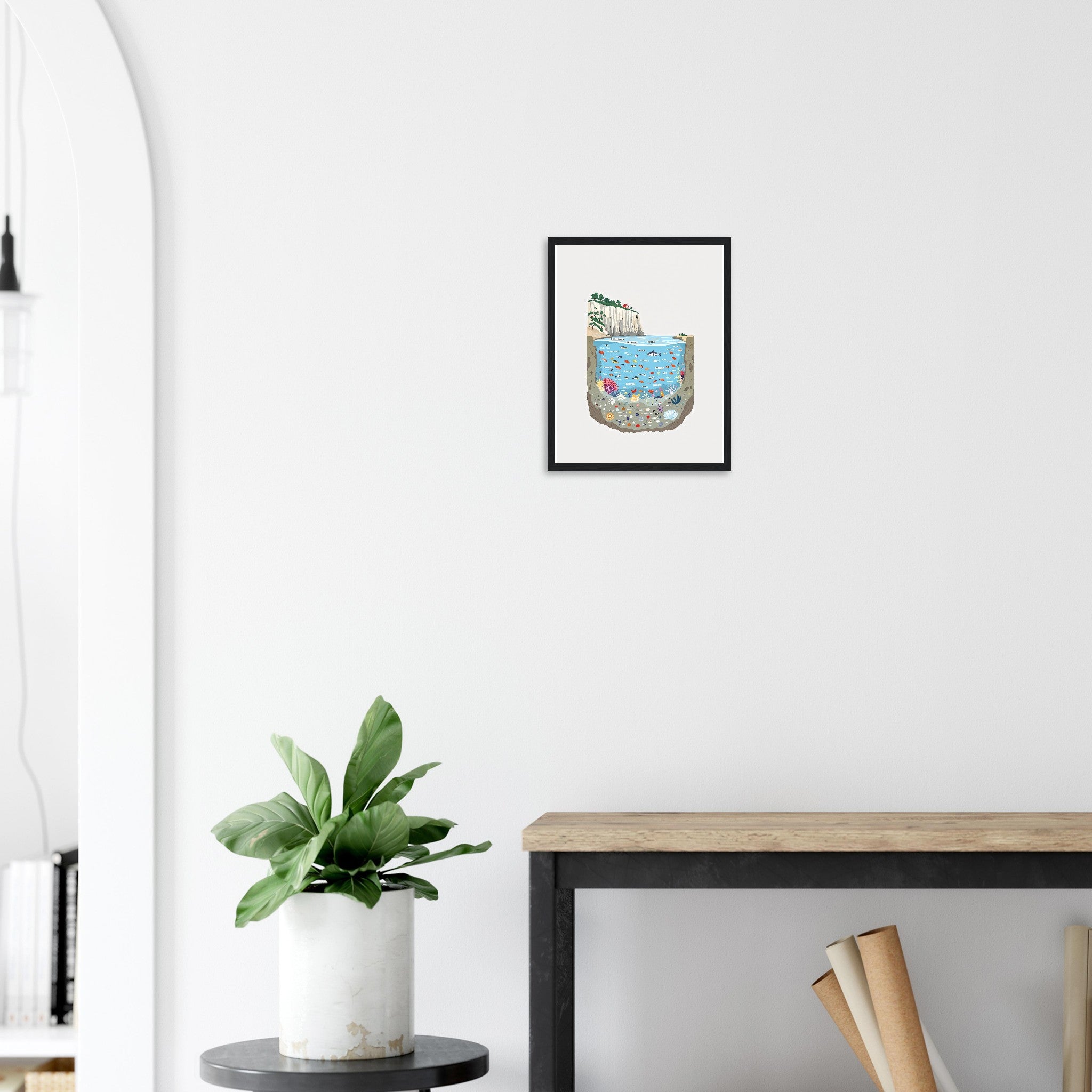 Rock Pool Tidal Cross-section Framed Print Wall Art Ready to Hang UK Framed Art Print — detail view | Wild Thread Co
