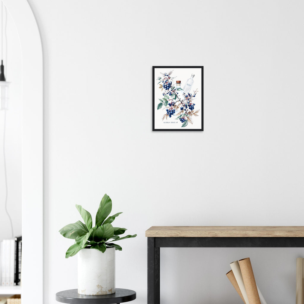 Sloe Berry Blackthorn Frost Gin Framed Art Print — detail view | Wild Thread Co