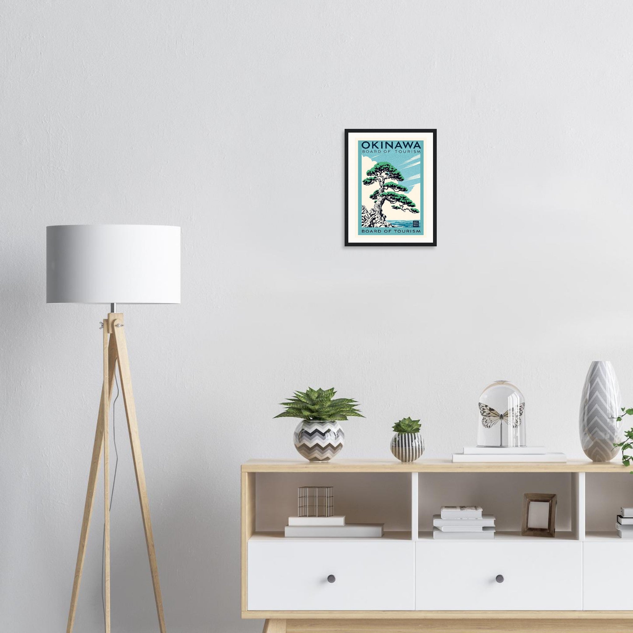 Okinawa Vintage Travel Poster Framed Art Print — detail view | Wild Thread Co