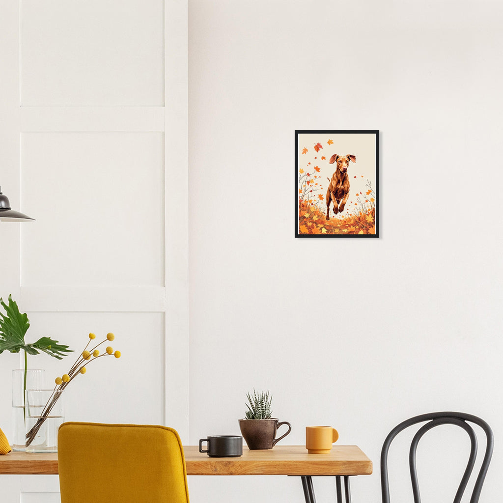 Vizsla Autumn Framed Art Print — detail view | Wild Thread Co