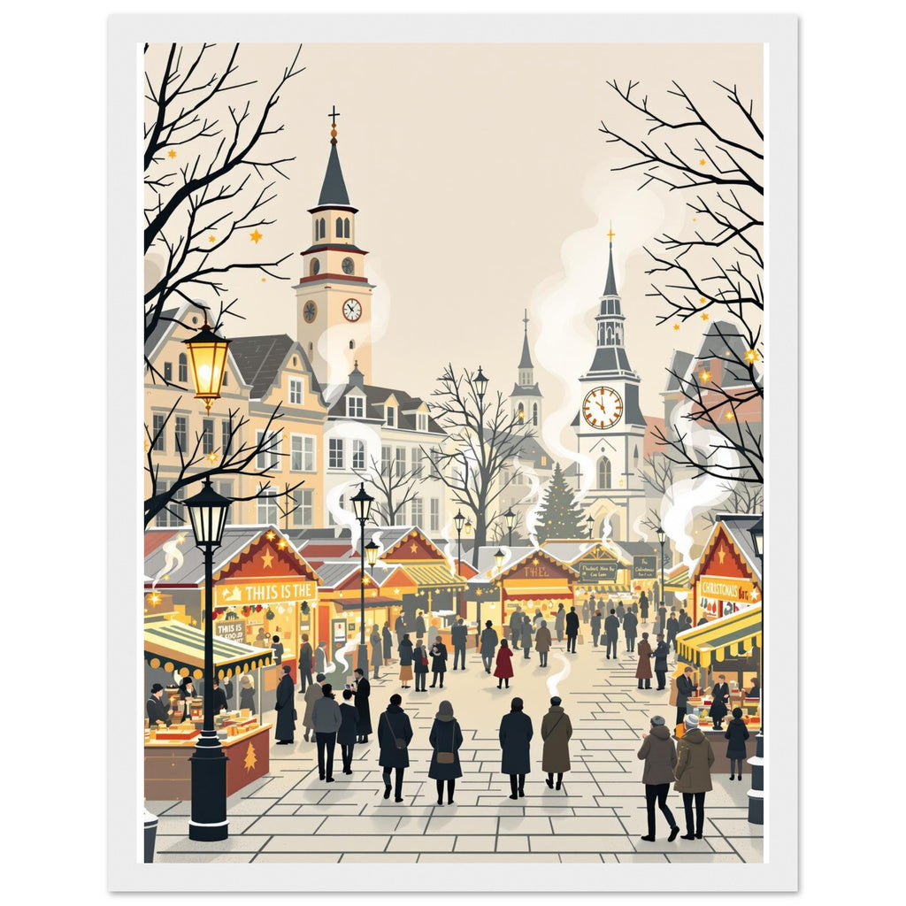 Christmas Market Lanterns Victorian Print Material — detail view | Wild Thread Co