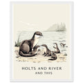 Otter Family Riverbank Pups Framed Art Print — detail view | Wild Thread Co