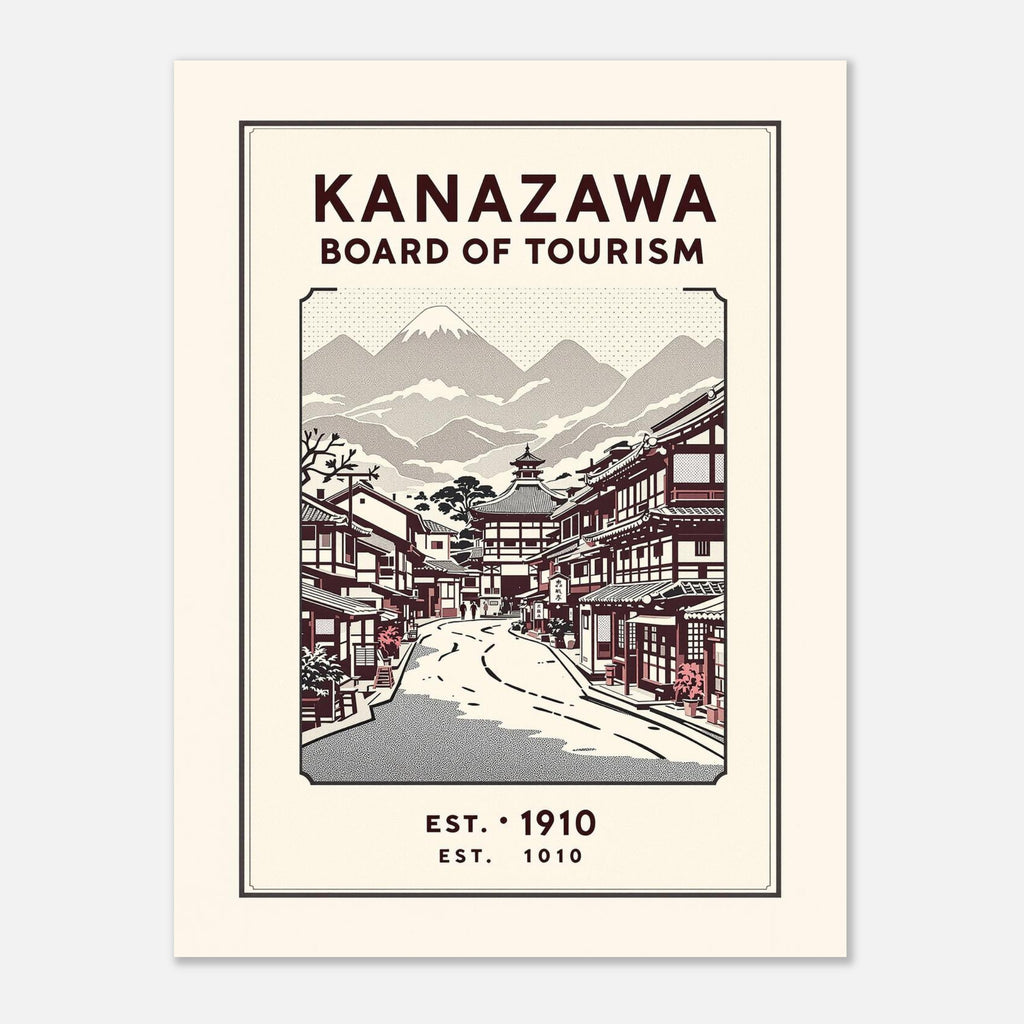 Kanazawa Vintage Travel Poster Art Print — detail view | Wild Thread Co