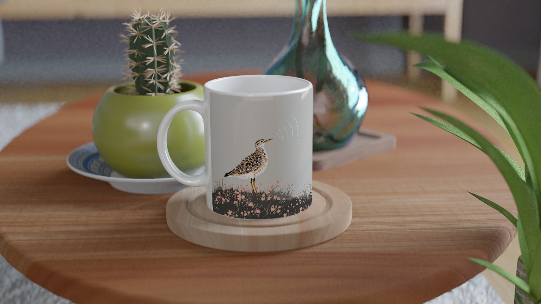 Curlew Calling Moorland Mug — detail view | Wild Thread Co
