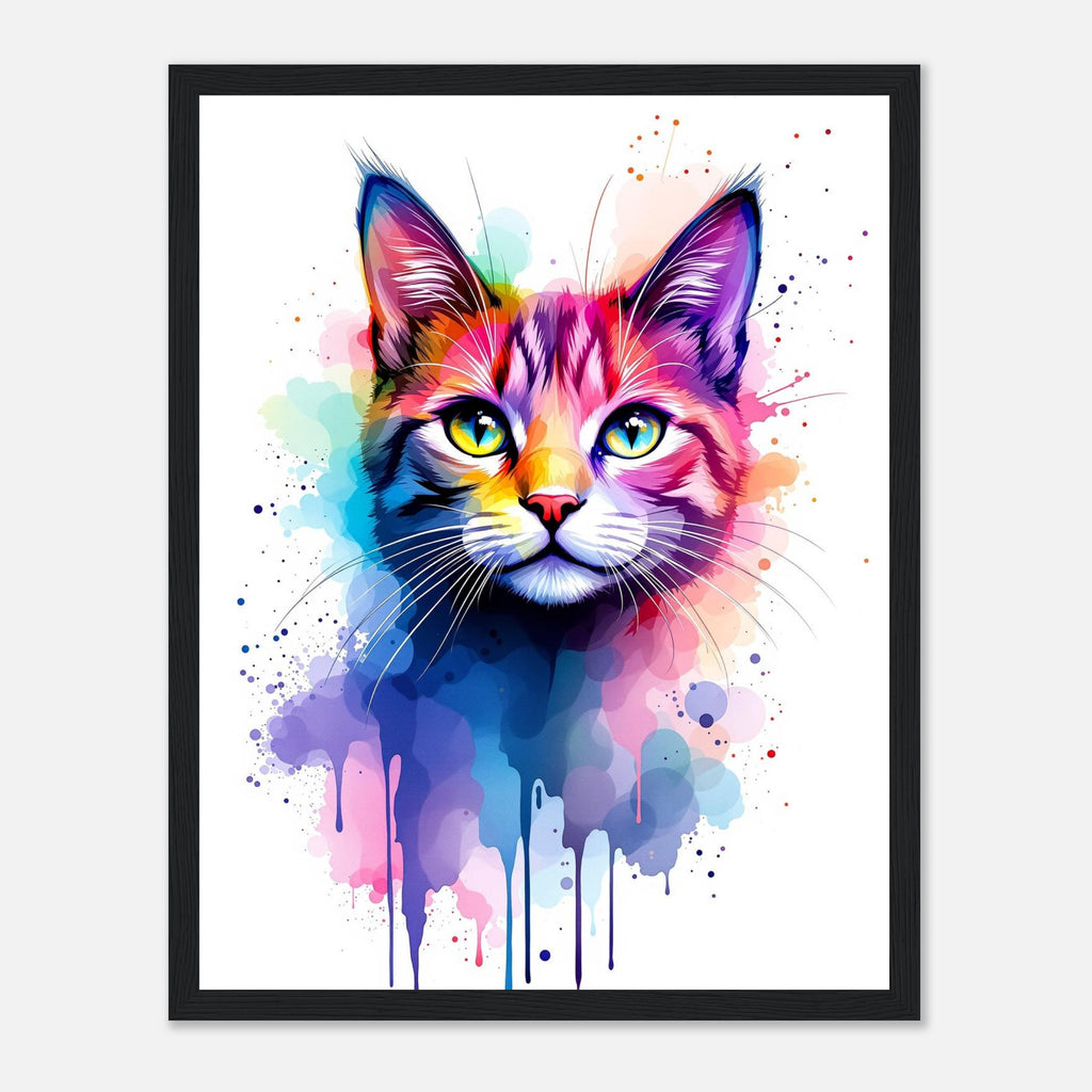 Watercolour Cat Splash Framed Framed Art Print — detail view | Wild Thread Co