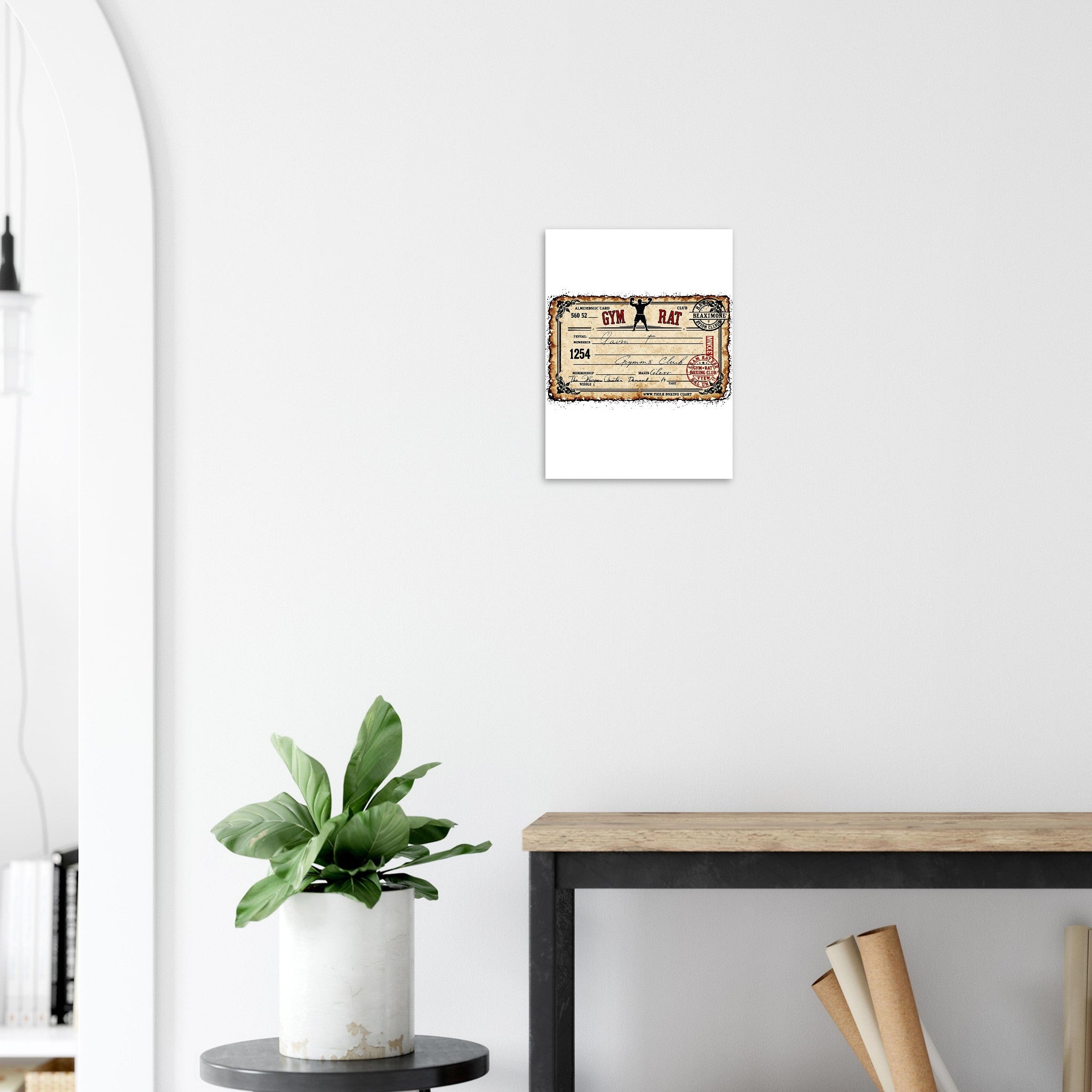 Gym Rat Boxing Club Vintage Membership Card Art Print Poster Wall Art UK UK Gift Art Print — detail view | Wild Thread Co