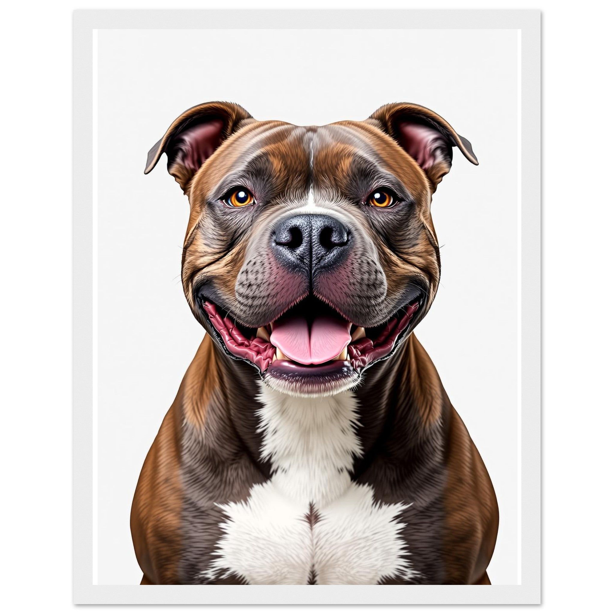 Staffie Smile Framed Framed Art Print — detail view | Wild Thread Co