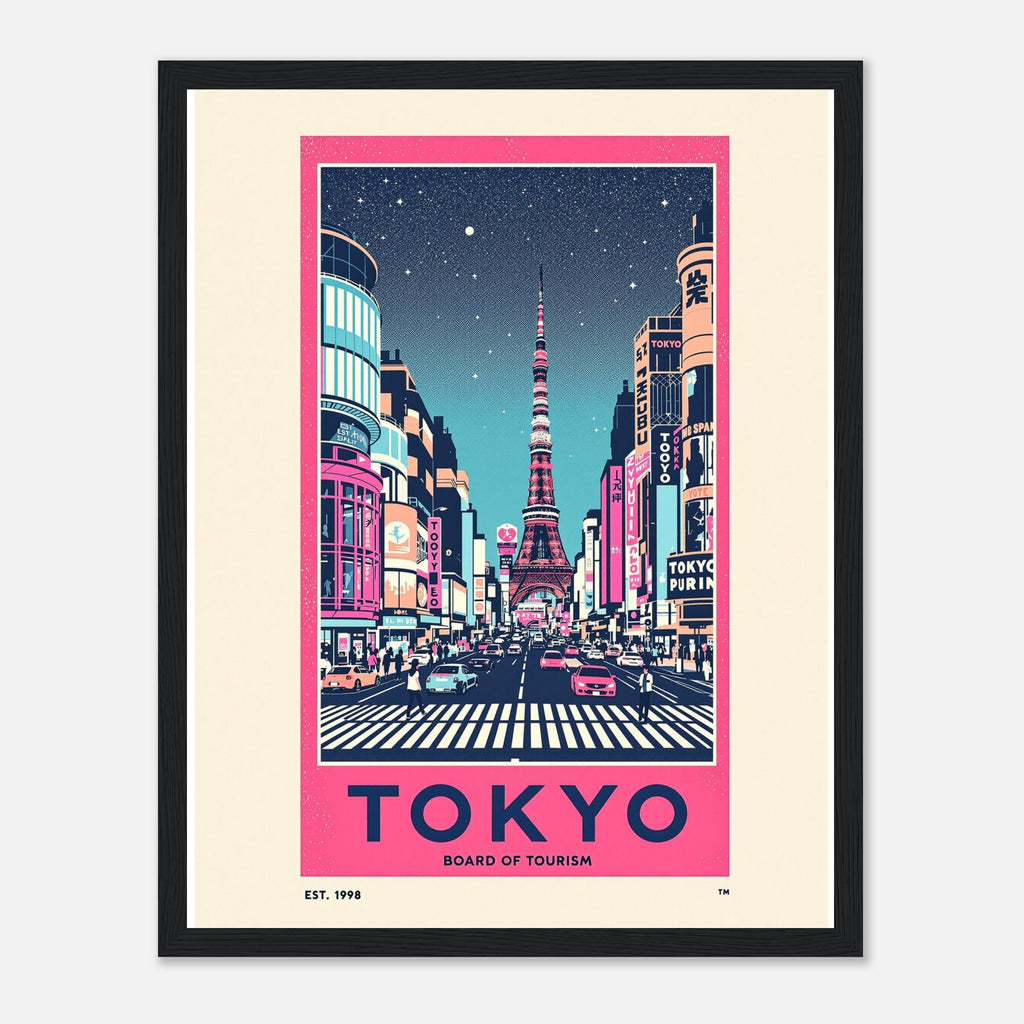 Tokyo Vintage Travel Poster Framed Art Print — detail view | Wild Thread Co
