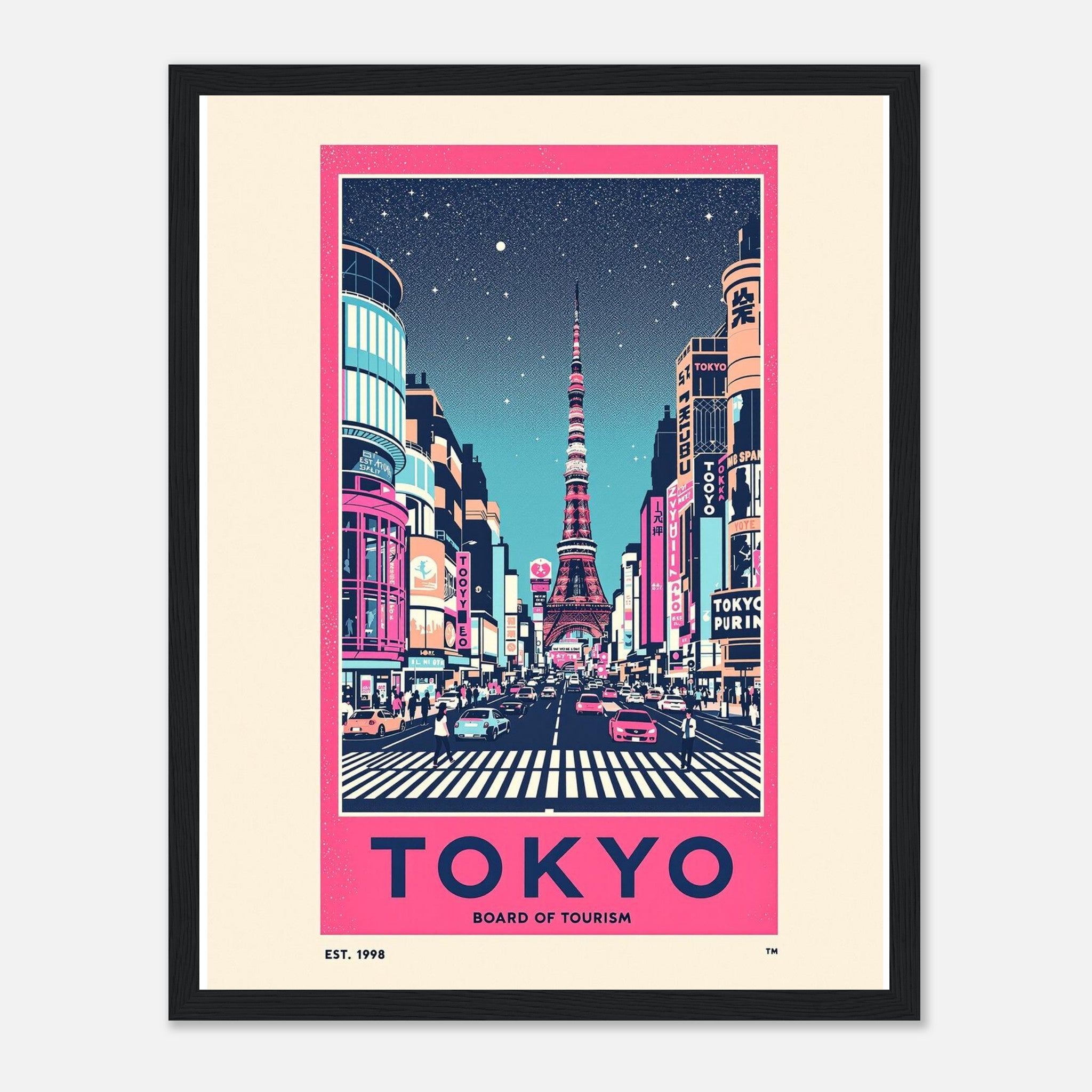 Tokyo Vintage Travel Poster Framed Art Print — detail view | Wild Thread Co