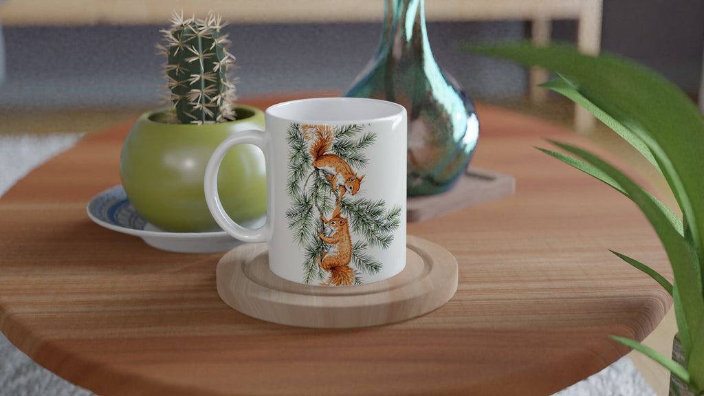 Red Squirrel Formby Pine Mug — detail view | Wild Thread Co