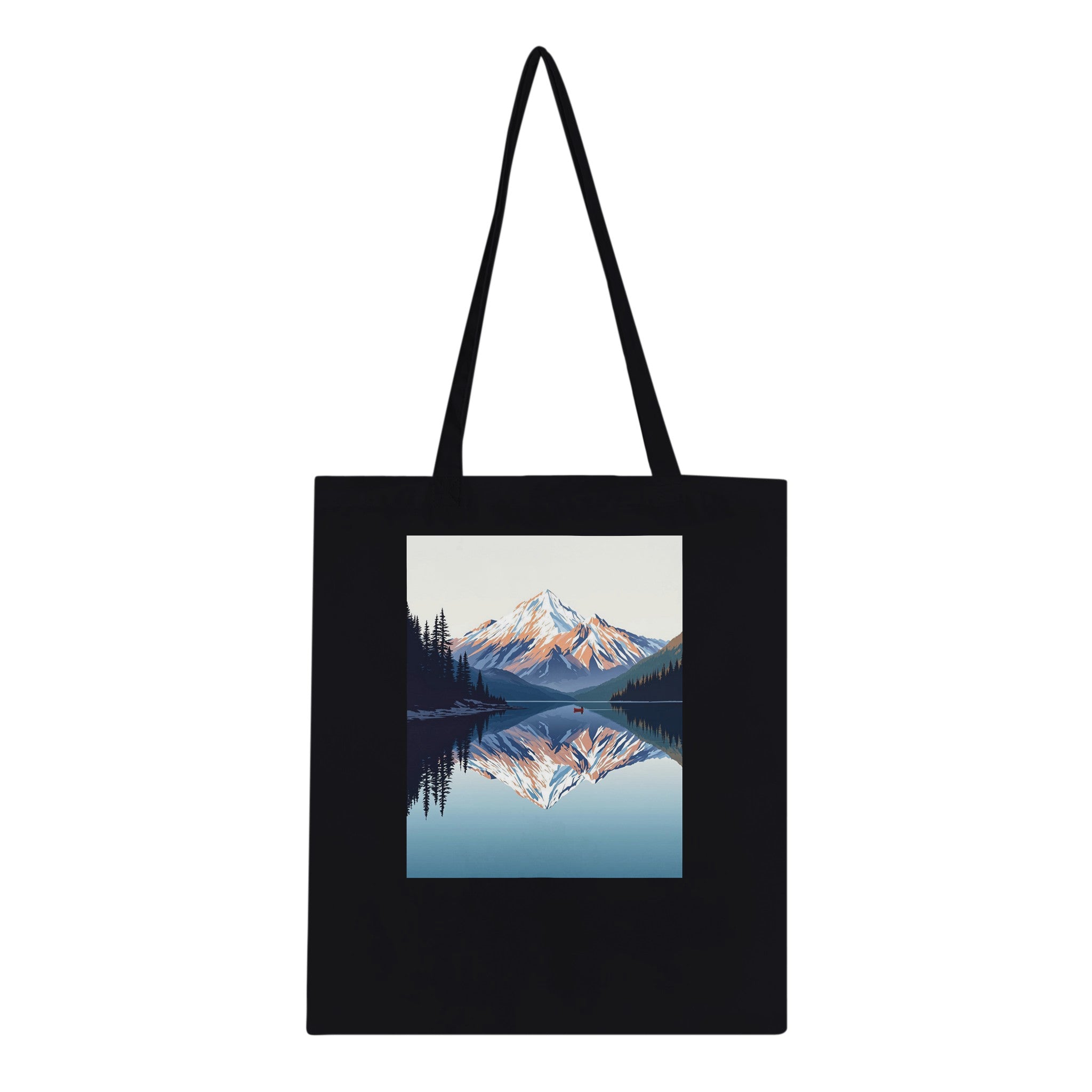 Lake Reflection Still Morning Canoe Tote Bag Cotton Shopper UK Tote Bag — detail view | Wild Thread Co