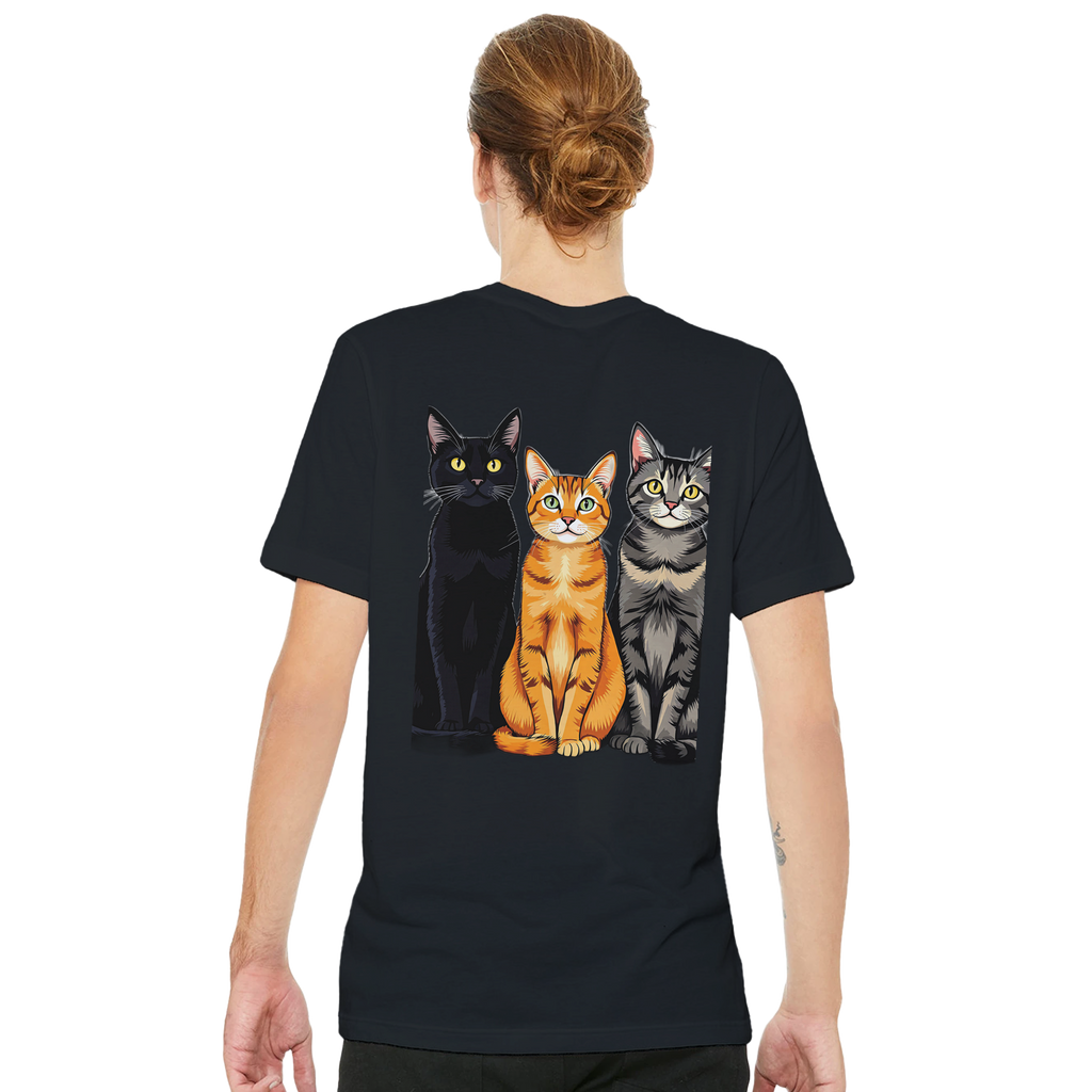 Three Cats In A Row T-Shirt — detail view | Wild Thread Co