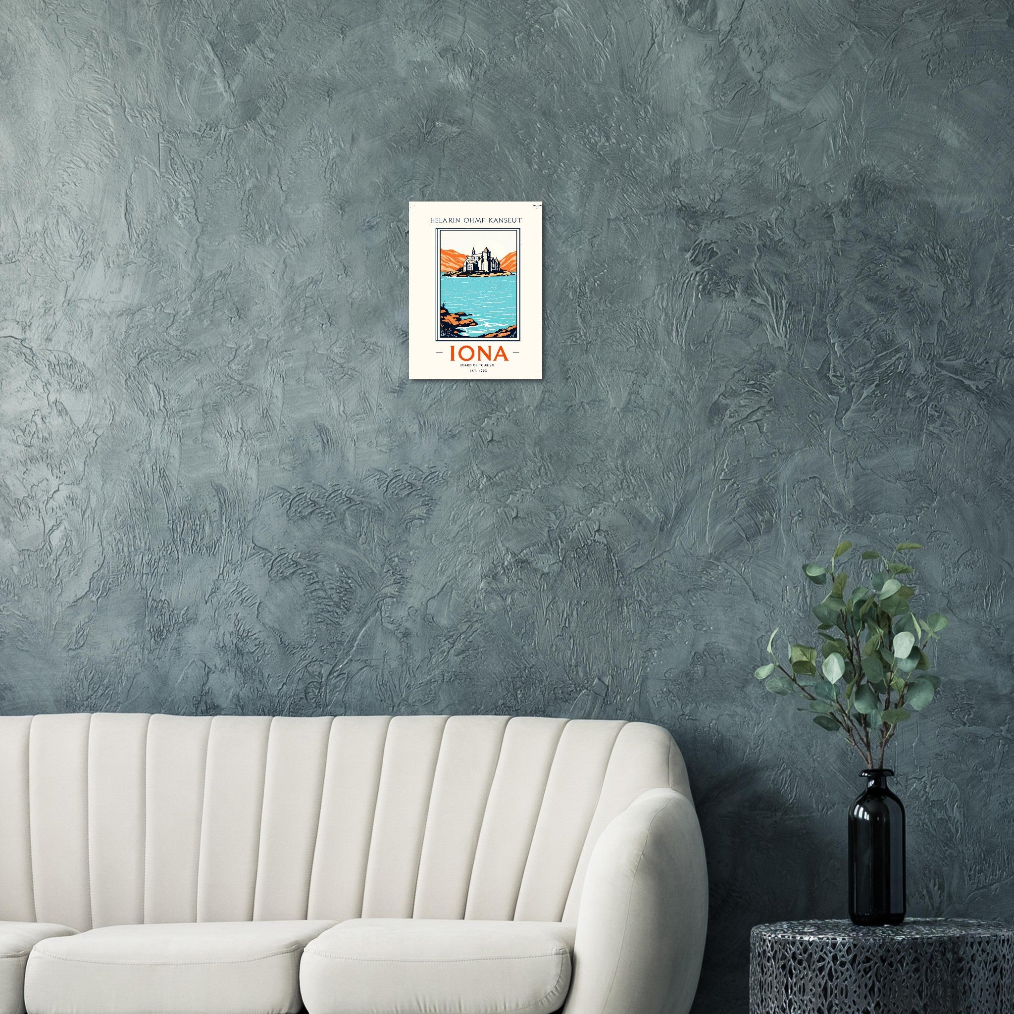 Iona Vintage Travel Poster Art Print — detail view | Wild Thread Co