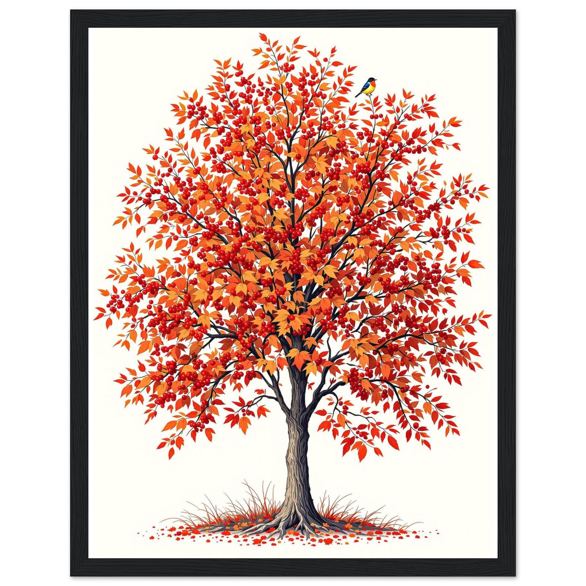 Rowan Red Berry Autumn Fieldfares — Framed Art Print | Wild Thread Co UK