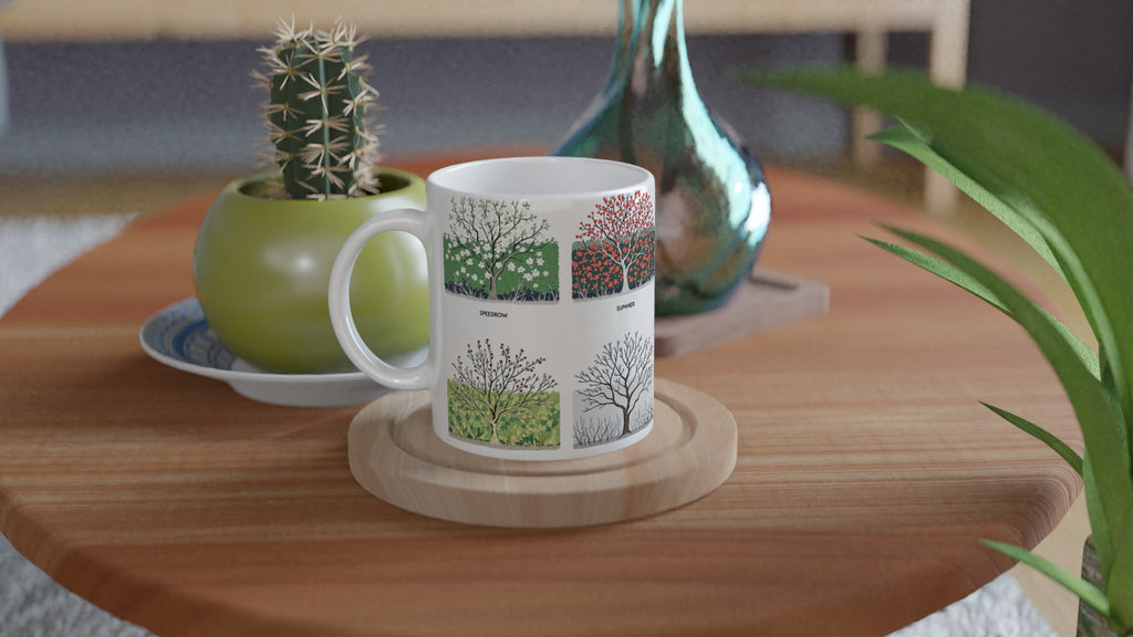 Hedgerow Four Seasons Panels Mug — detail view | Wild Thread Co