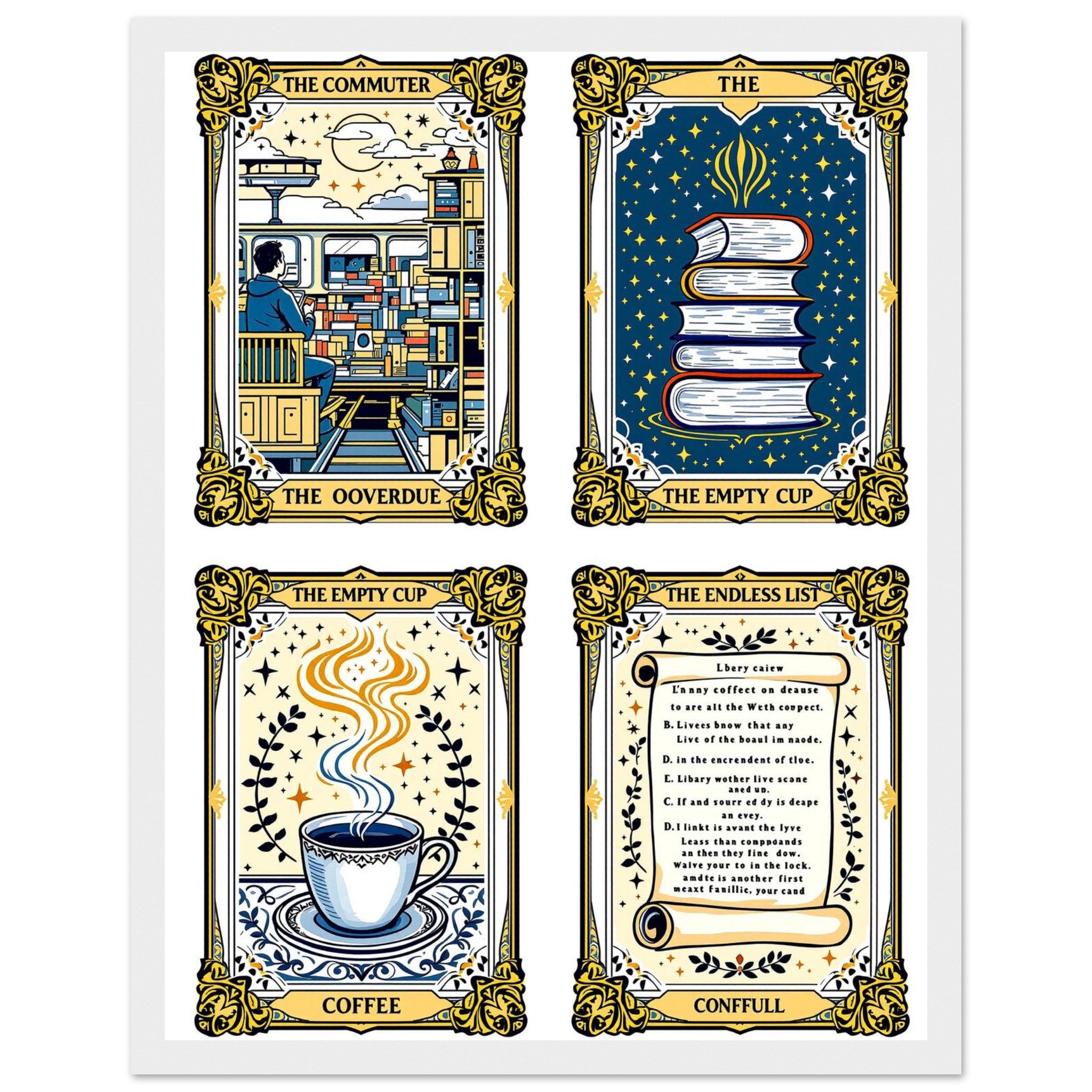 Dark Academia Tarot Cards Framed Print Wall Art Ready to Hang UK Framed Art Print — detail view | Wild Thread Co