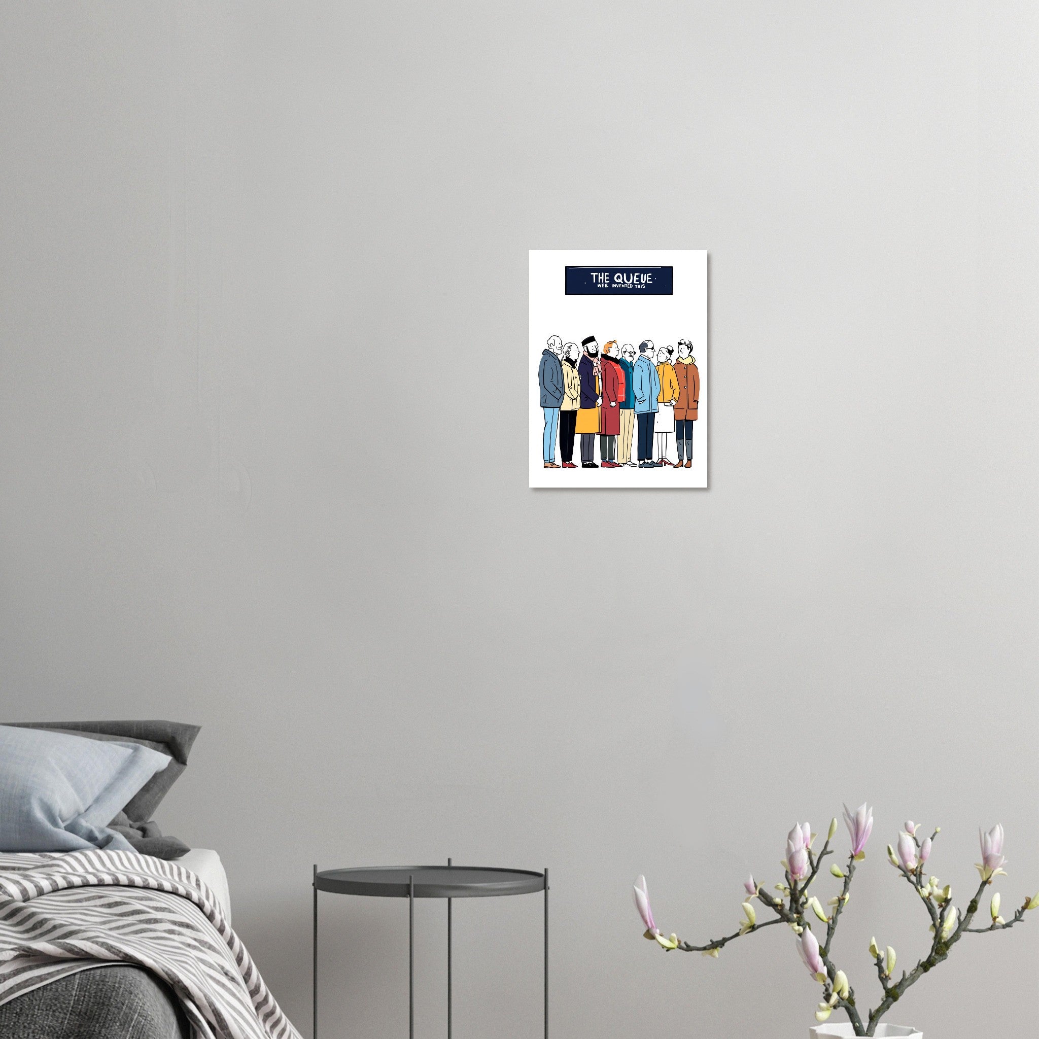 The Queue British Humour A1 Art Print Art Print — detail view | Wild Thread Co