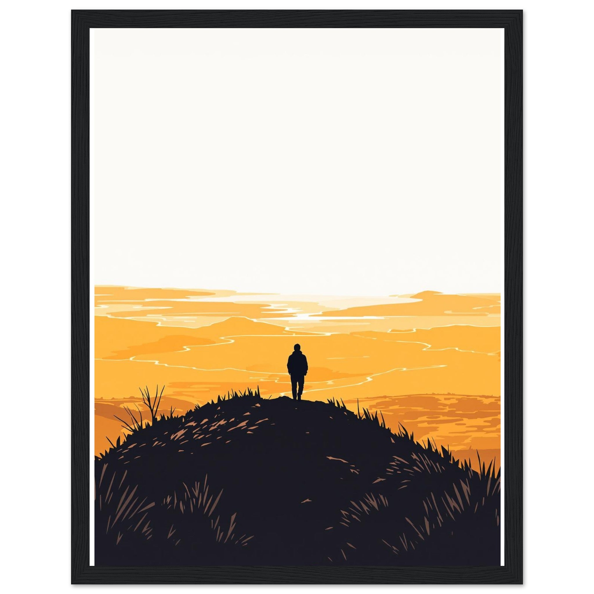 Golden Hour Hilltop Long Shadow Framed Print — Print Material | Wild Thread Co
