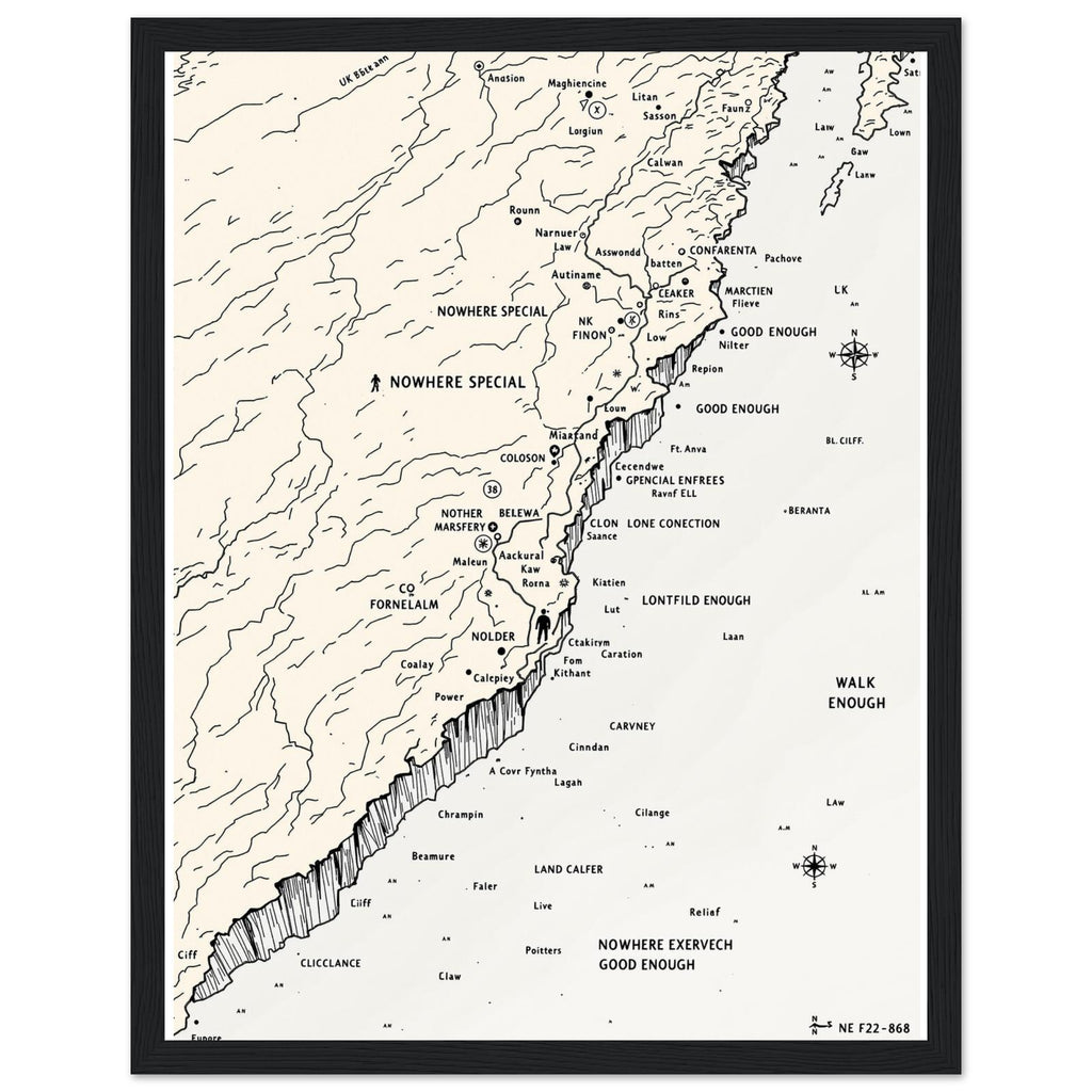 Gorpcore Coastal Walking Framed Print Wall Art Ready to Hang UK Framed Art Print — detail view | Wild Thread Co