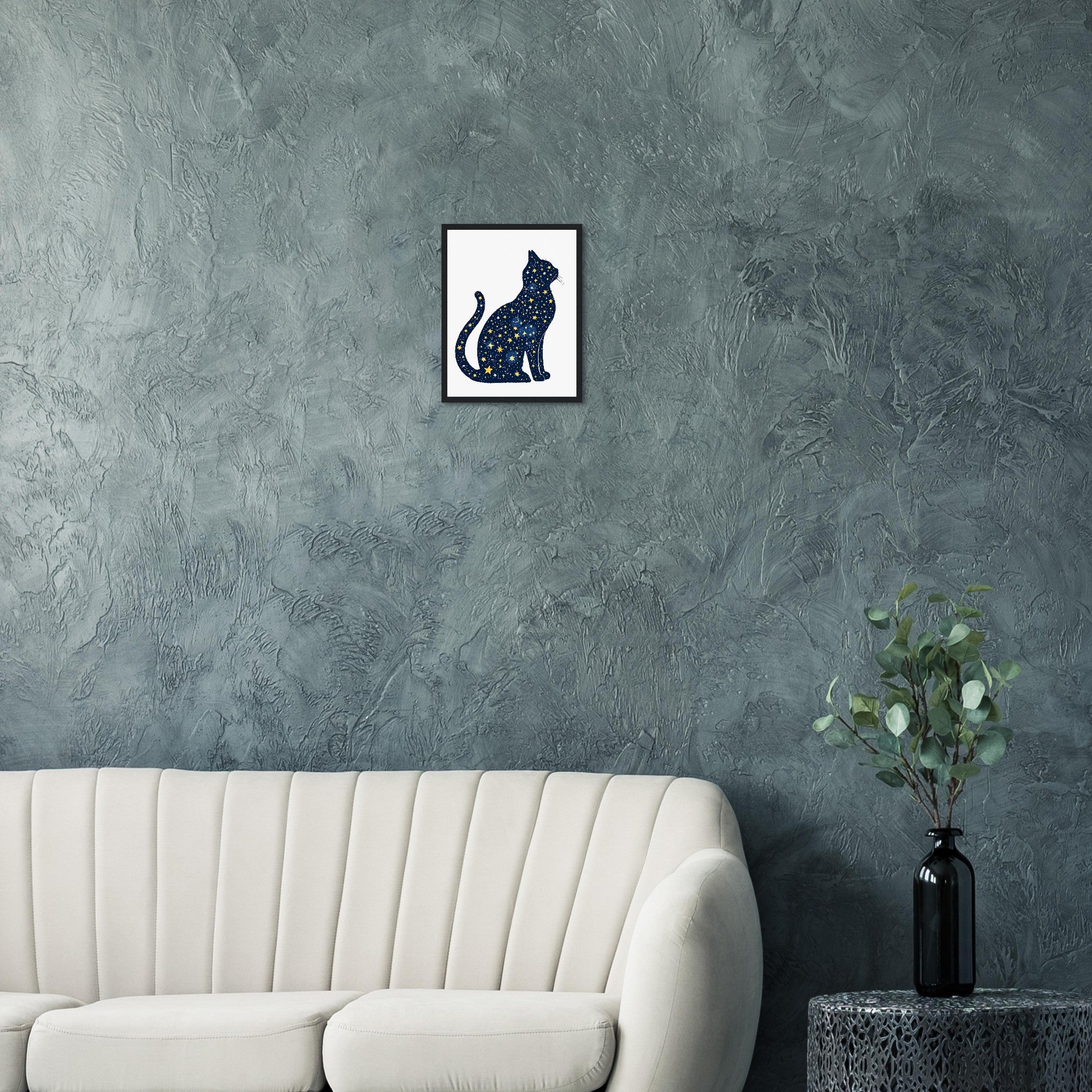 Cat Constellation Art Framed Print Wall Art Ready to Hang UK Framed Art Print — detail view | Wild Thread Co
